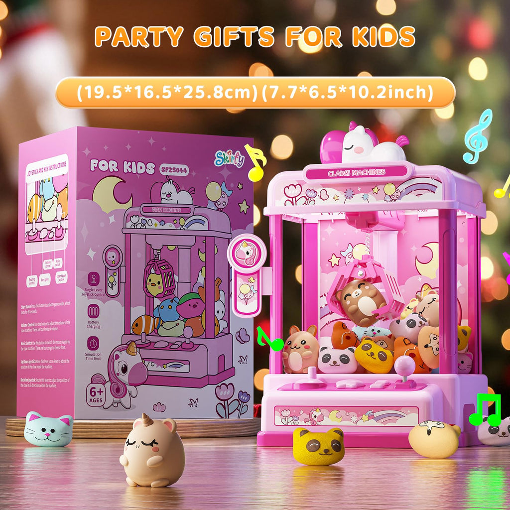 Skirfy Claws Machines for Kids Age 6+, Mini Vending Machines Girls Unicorns Toys with Sound & 20 Mini Plush Toys,Arcades Game Indoor Toy for Home Party Birthday