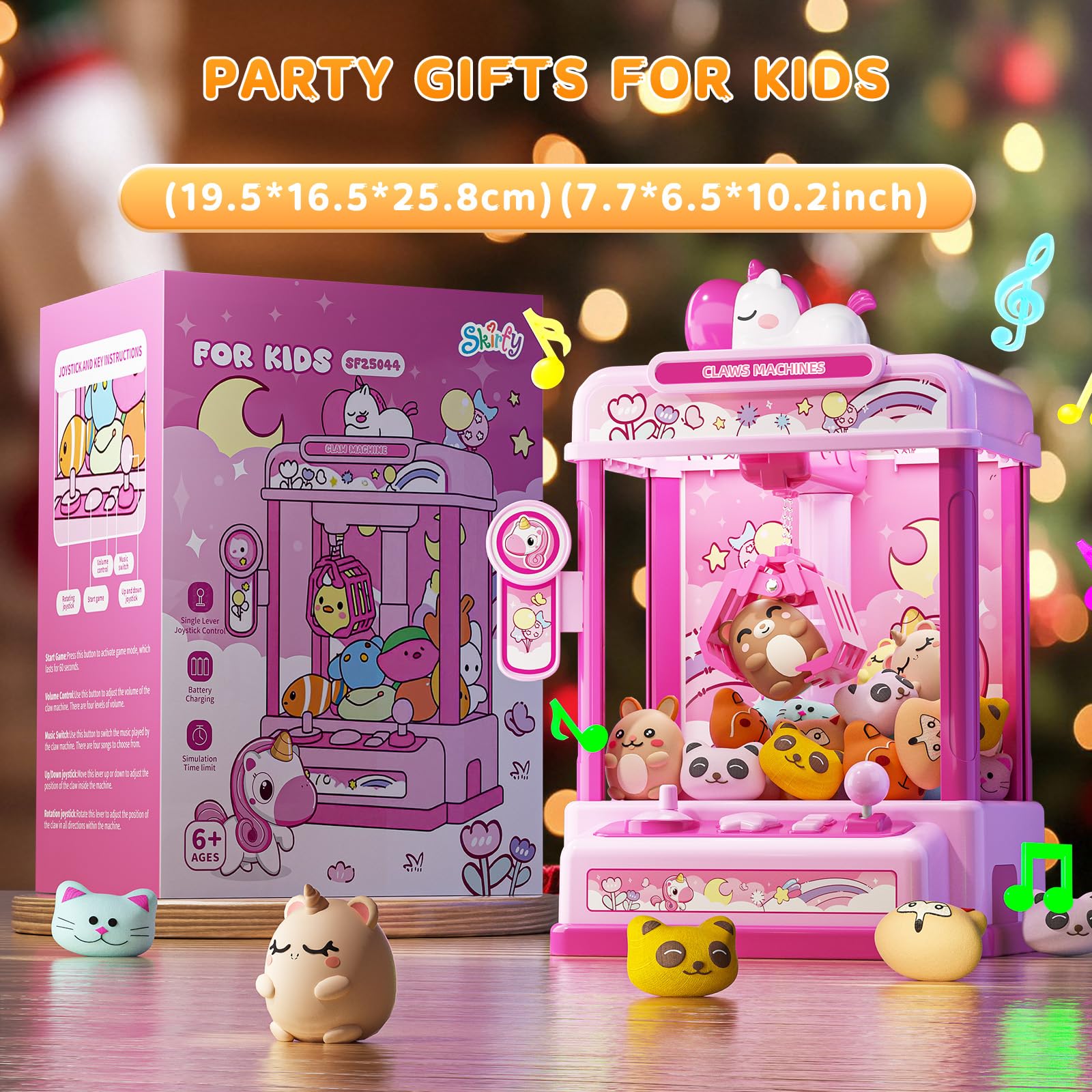 Skirfy Claws Machines for Kids Age 6+, Mini Vending Machines Girls Unicorns Toys with Sound & 20 Mini Plush Toys,Arcades Game Indoor Toy for Home Party Birthday