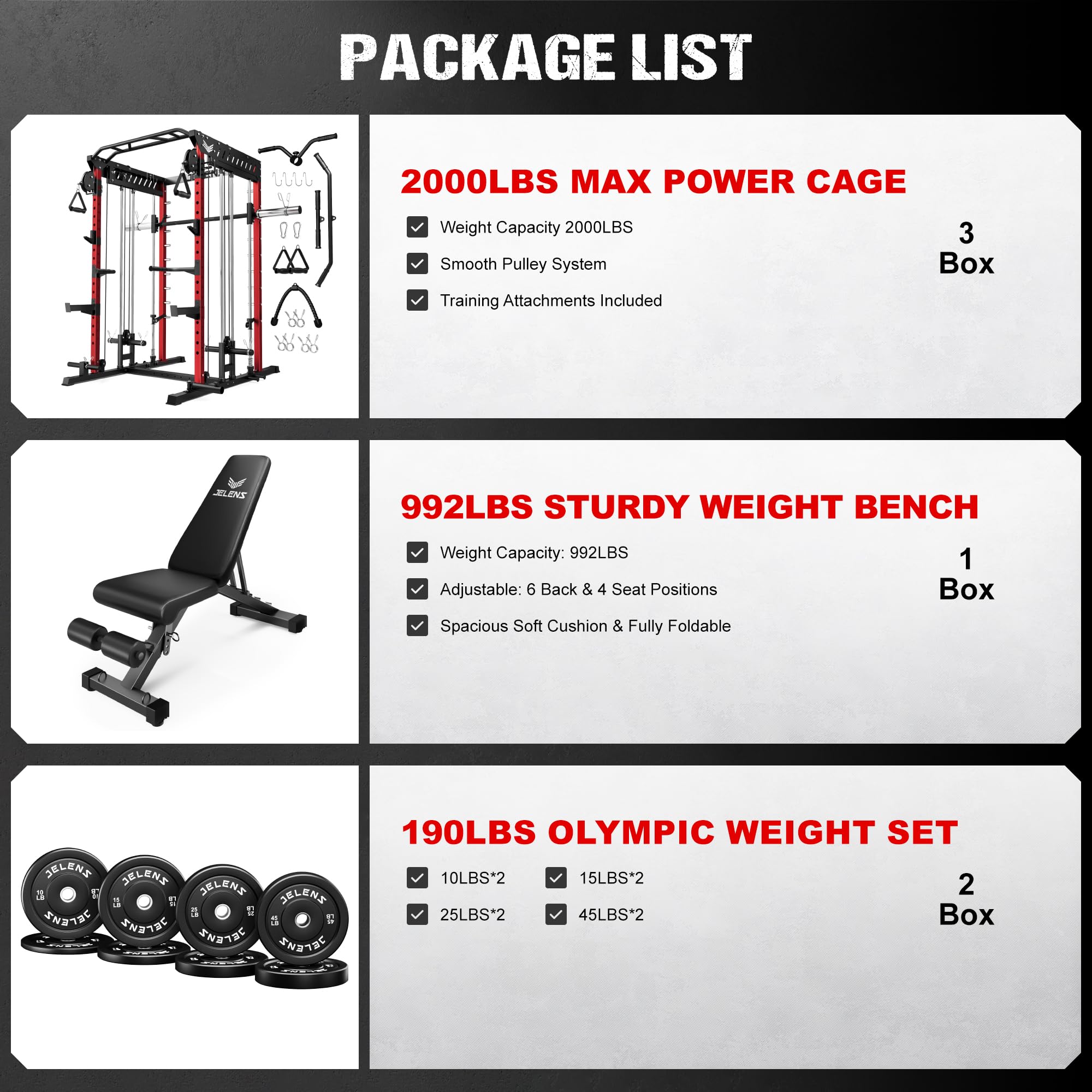 JELENS M21 Smith Machine, Multi-Function Power Cage with Dual Pulley Cable Crossover System, 2000LBS All-in-One Squat Rack with Smith Bar and Attachments for Home Gym