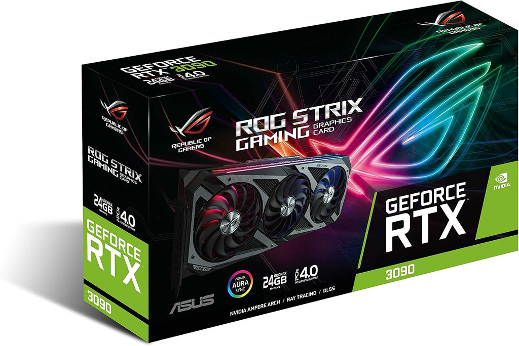 ASUS ROG Strix NVIDIA GeForce RTX 3090 Gaming Graphics Card- PCIe 4.0, 24GB GDDR6X, HDMI 2.1, DisplayPort 1.4a, Axial-tech Fan Design, 2.9-Slot