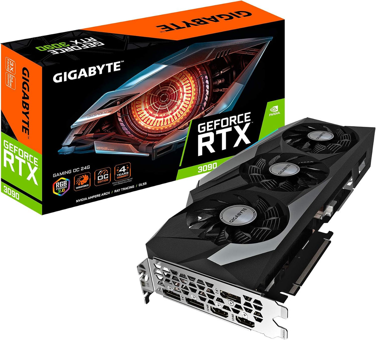 Gigabyte GeForce RTX 3090 GAMING OC 24G Graphics Card, 3x WINDFORCE Fans, 24GB 384-Bit GDDR6X, GV-N3090GAMING OC-24GD Video Card (Renewed)
