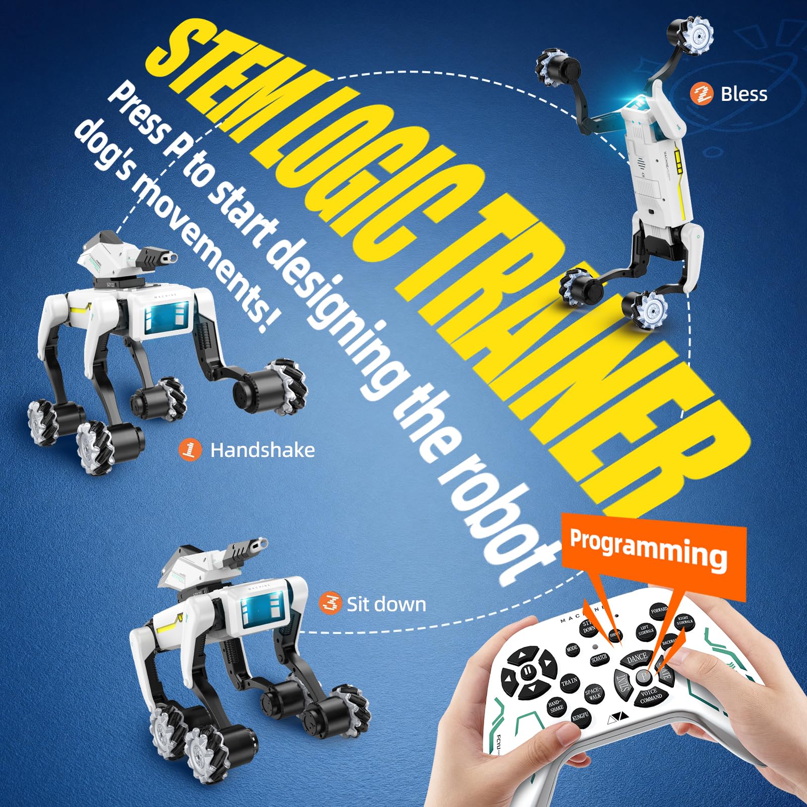 Smart Robot Dog for Kids Ages 6-12, Voice and Remote Control Robotic Pet, 30+ Bionic Actions, All-Terrain Stunt Moves, 25m Range, STEM Toy for Kids