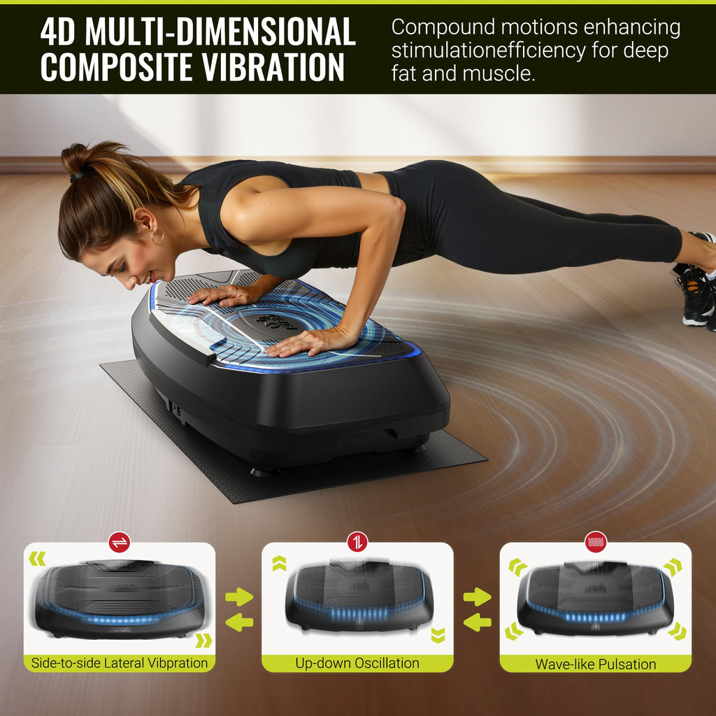 FLYBIRD Vibration Plate Exercise Machine for Lymphatic Drainage, Adjustable Levels Full Body Workout, Curved Vibration Plate with Powerful Motor for Weight Loss Fat Burner, Home Fitness Equipment