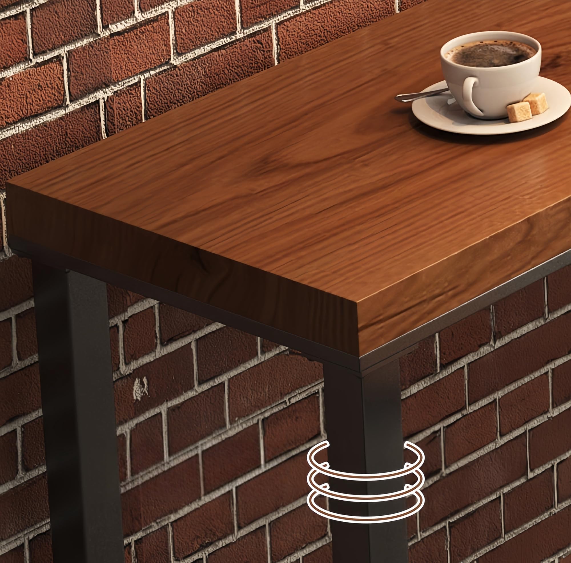 Farmhouse Bar Table Solid Wood Rectangle Bar Height Table Industrial Dining Room Counter Height Table for Kitchen Coffee Shop Window Small Space -Without Chairs (63" L x 15.7" W x 41.3" H)