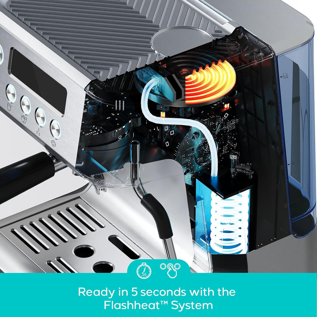 CASABREWS Ultra Pro Espresso Machine with Fast Heating, 20 Bar Espresso Maker with 3 holes steam wand, Customizable Brewing Temperature, Stainless Steel Cappuccino & Latte Coffee Machine for Home