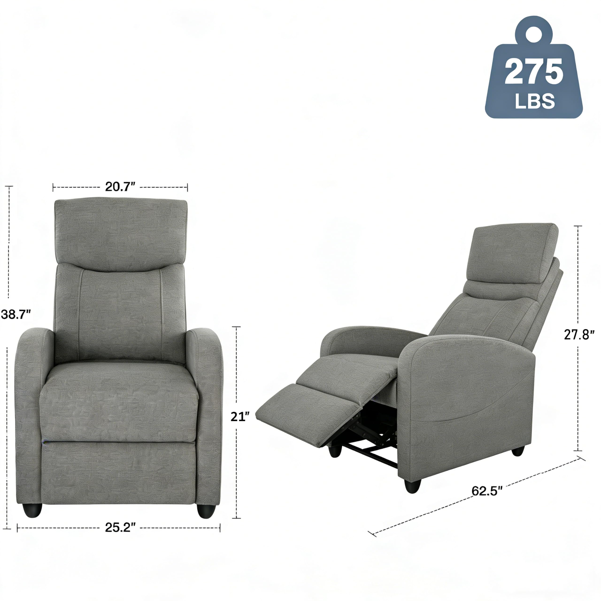 Simple Deluxe Massage Recliner Chair - Adjustable PU Leather Recliner, Luxe Reading Chair & Sofa Chair for Living Room Chairs or Bedroom Chair, Small Recliner for Home Theater, Black