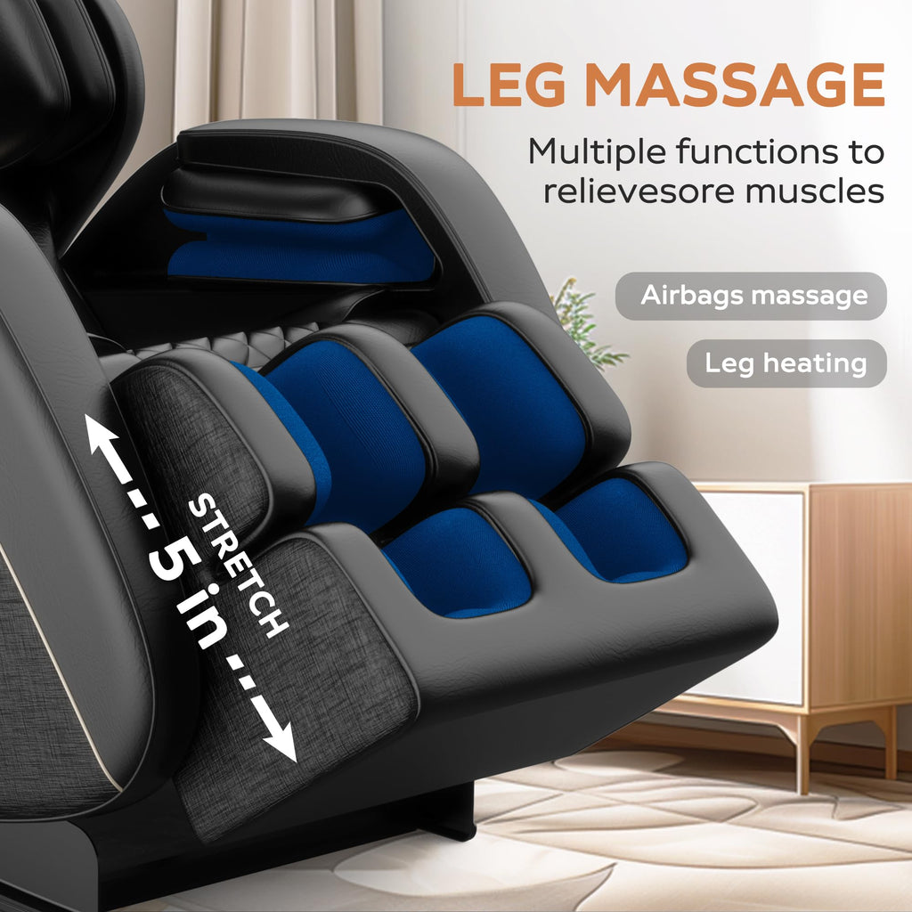 GDFStudio Full Body Massage Chair Recliner with Zero Gravity, Air Pressure Massage, Heat Therapy, Foot Rollers, Bluetooth, for Home/Office Use, Ideal Wellness Gift, Blue A