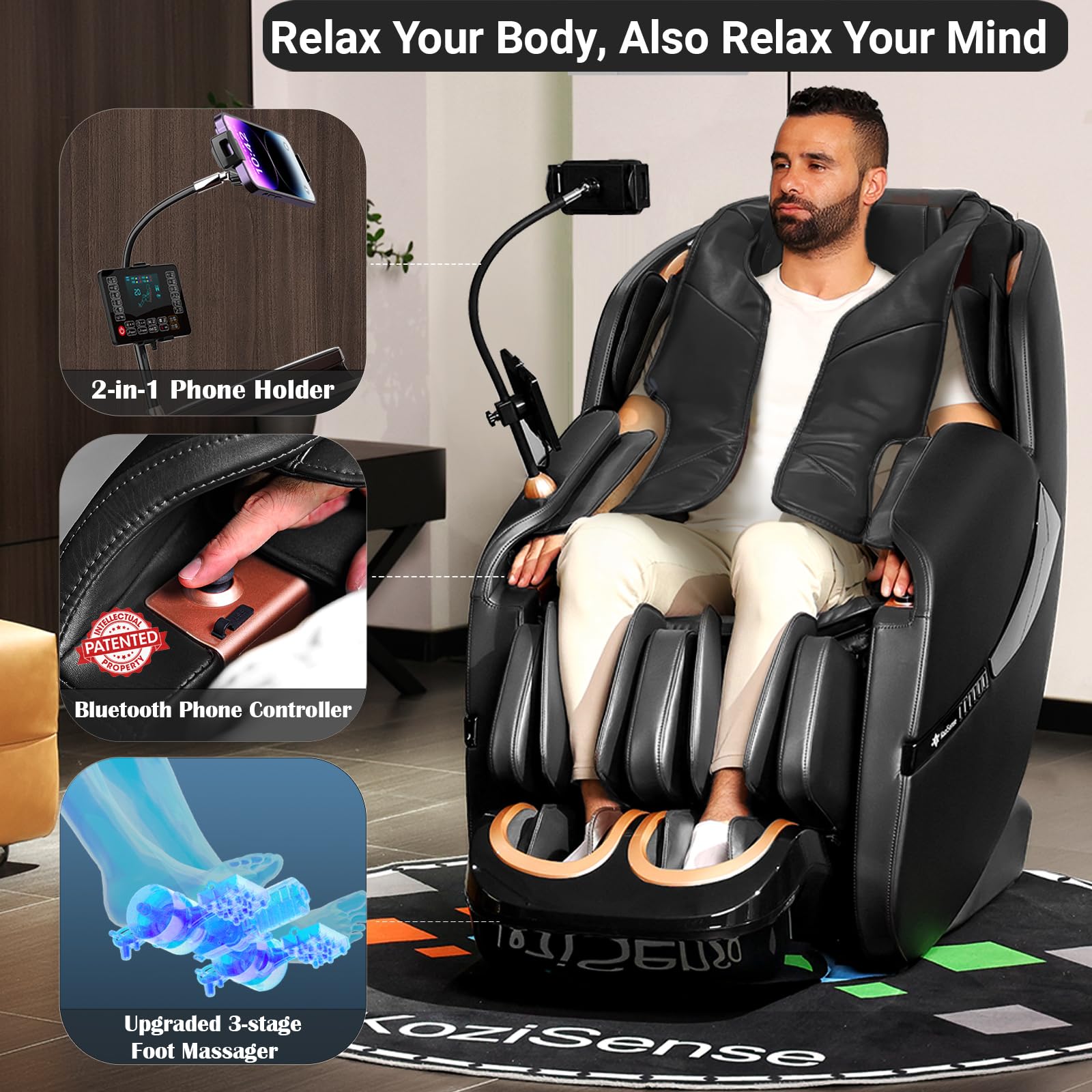 KoziSense A18 3D Massage Chair Full Body, Zero Gravity SL-Track Shiatsu Massage Recliner Chair with Heat, AI Control, Body Scan and Calfrest Extension (Upgraded)