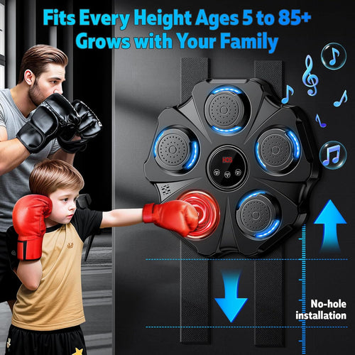 2026 Upgraded Music Boxing Machine - Interactive Punching Trainer, Large Size Wall Mounted Electronic Boxing Target with Adult & Kids Gloves, 9 Modes & 9 Speeds for Adults & Kids