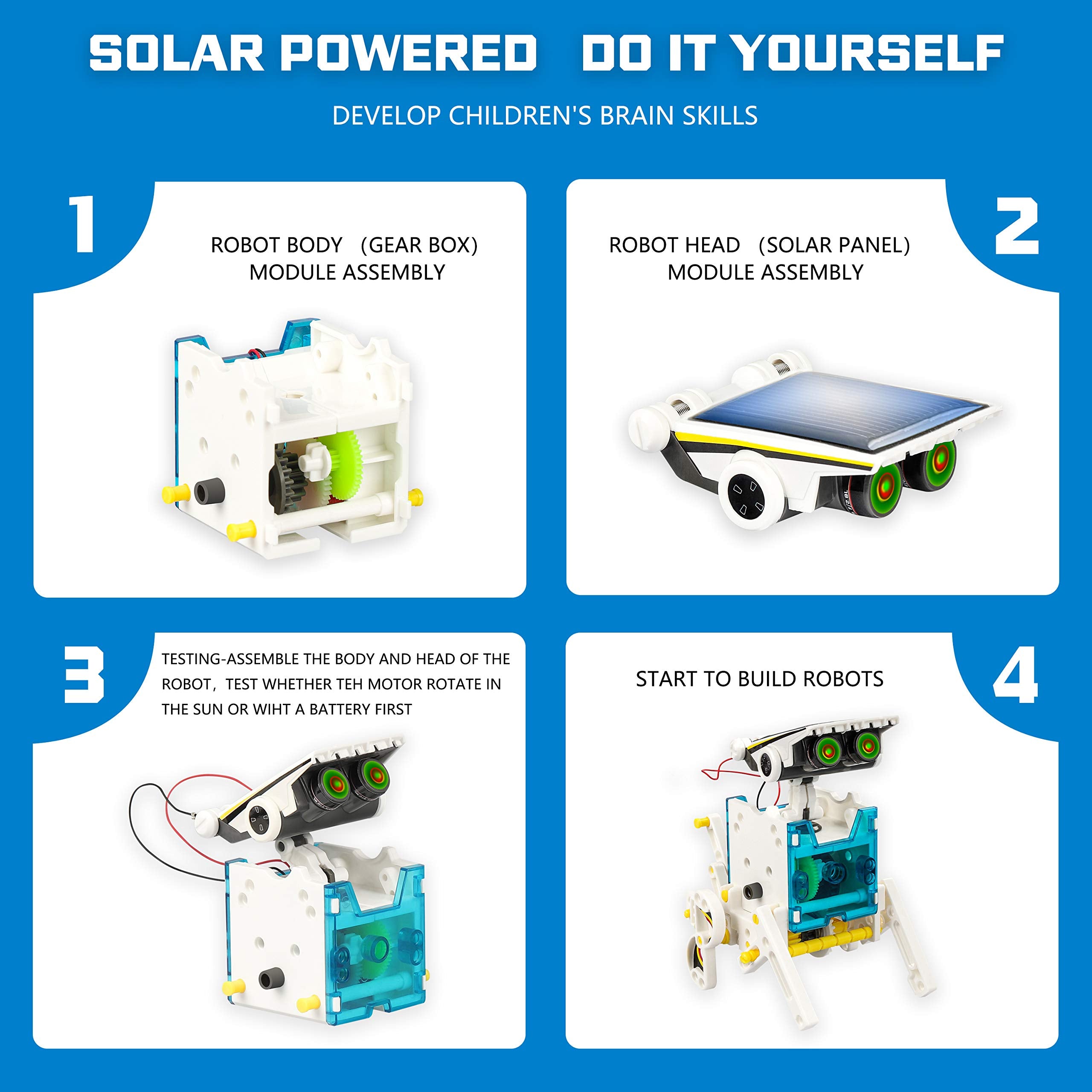 Bottleboom STEM 13-in-1 Education Solar Power Robots Toys for Boys Age 8-12, Educational Toy Science Kits for Kids Experiment Robotics Set Birthday Gifts for 8 9 10 11 12 Years Old