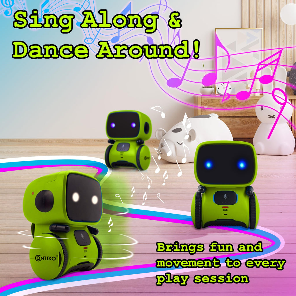 Contixo R1 Kids Robot Toy, Blue Interactive Smart Robots with Voice Control Talking Dancing Learning Touch Sensor Compact Educational Portable Toy for Boys Girls Toddlers 3-8 Years Old Birthday Gifts