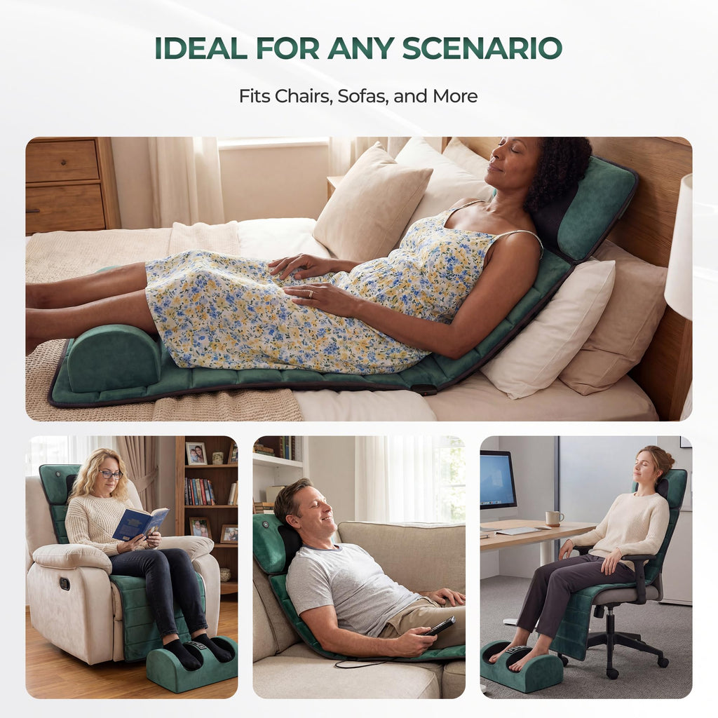 Full Body Massage Mat with Heat, Detachable Massager Pad Deep Tissue Pain Relief,10 Vibrating Motors for Relaxation at Home or Office