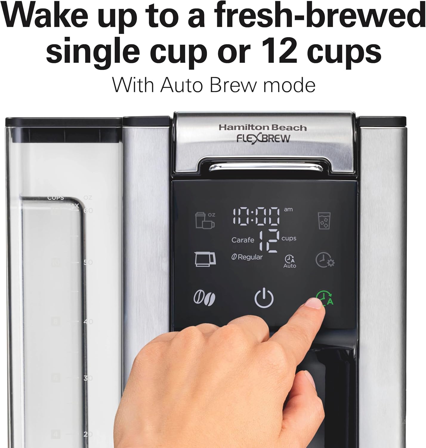 Hamilton Beach Flexbrew Advanced 5-in-1 Programmable 12 Cup Drip and Single Serve Hot & Iced Coffee Maker with Movable 60 oz Reservoir, Pod Packs and Grounds, Fast Brewing, Black