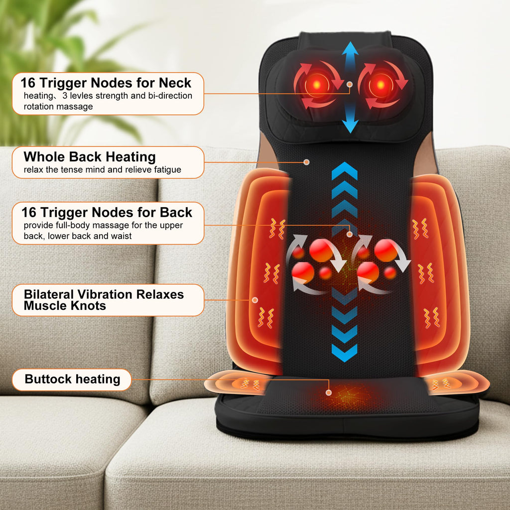 Shiatsu Neck and Shoulder Massager with Heat, Back Massager for Pain Relief Deep Tissue, 3D Kneading Massager for Chair Home Office Car, Gifts for Mom, Dad, Women (Black)