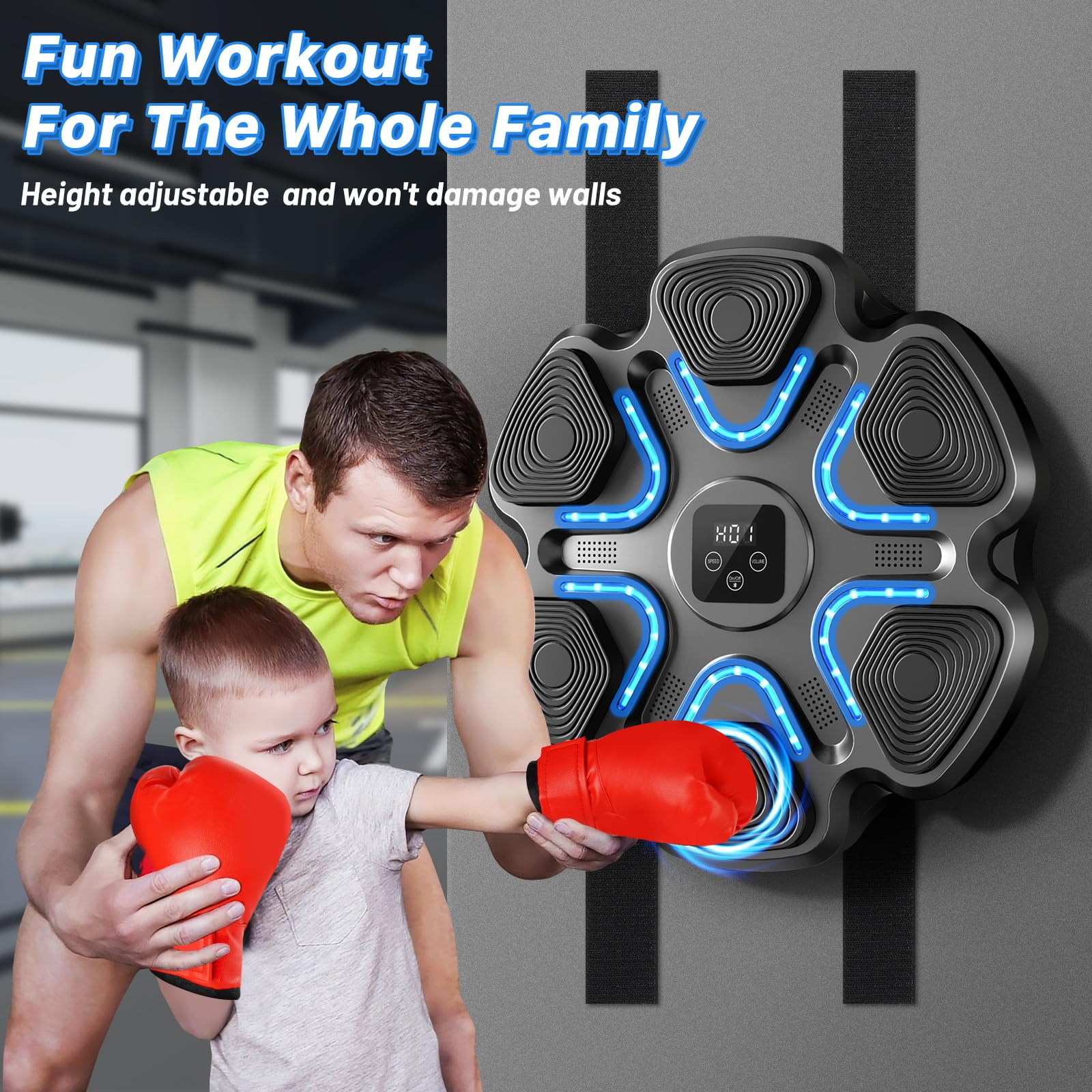 TGLLM Music Boxing Machine, Interactive Punching Trainer with Boxing Gloves, Large Size Wall Mounted Electronic Boxing Target for Adult Kids, 9 Modes & 9 Speeds