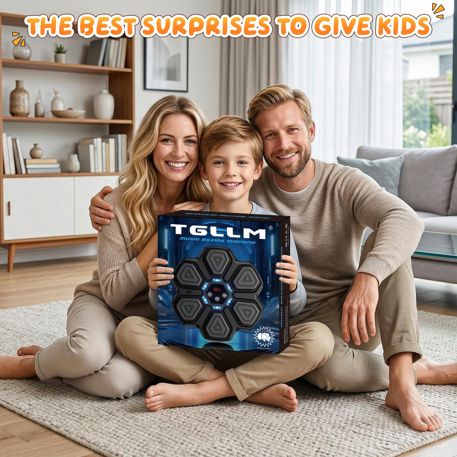 TGLLM Music Boxing Machine, Interactive Punching Trainer with Boxing Gloves, Large Size Wall Mounted Electronic Boxing Target for Adult Kids, 9 Modes & 9 Speeds