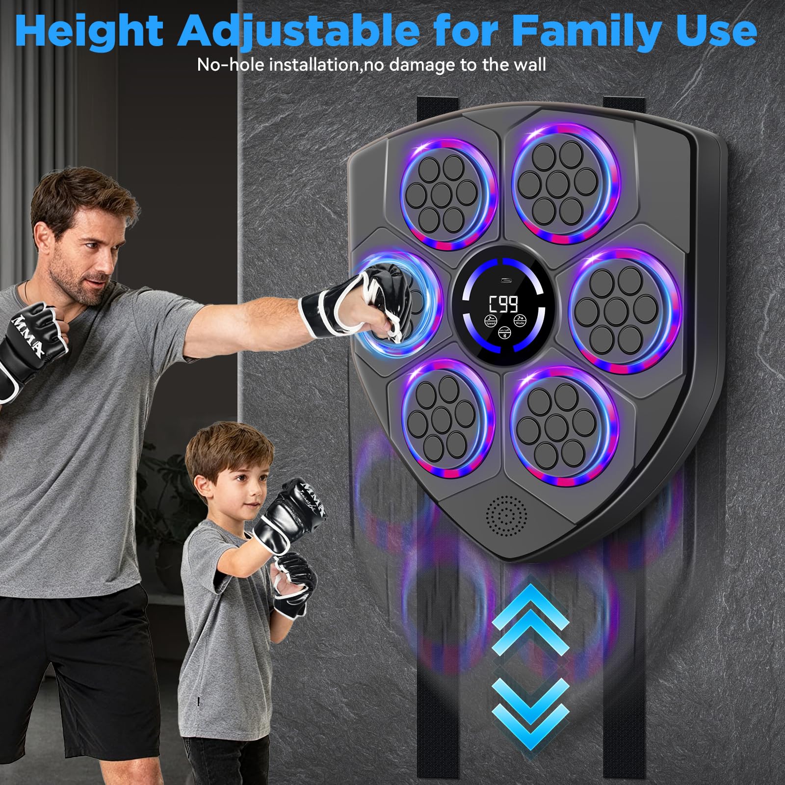 Music Boxing Machine for Adults with Boxing Gloves, 9 Modes & 9 Speeds, Wall Mounted Music Punching Machine for Home Gym, Office & Fitness Training