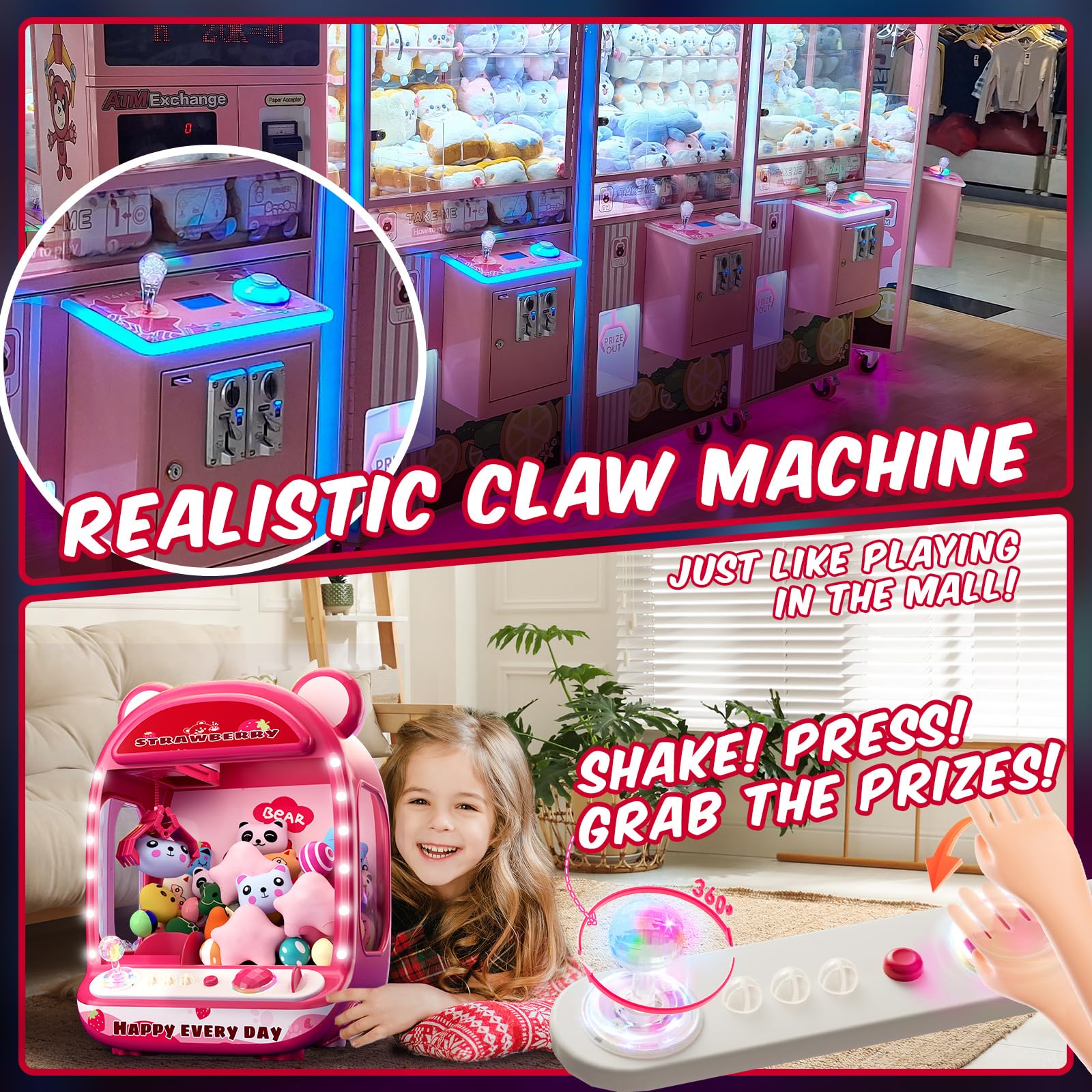 Skirfy Claws Machines for Kids,Unicorns Toys for Girls Age 6+,Mini Vending Machines with Squishyes Fidgets Toys,Candy Dispenser Machines,Claws Game, New Years Birthday Gifts