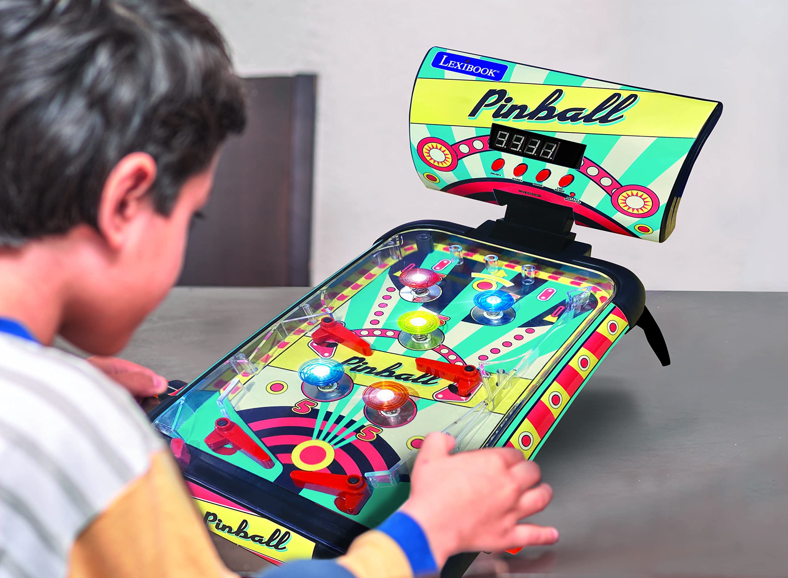 LEXiBOOK Marvel Spider-Man, Table Electronic Pinball, Action and Reflex Game for Children and familiy, LCD Screen, Light and Sound Effects, Blue/red, JG610SP