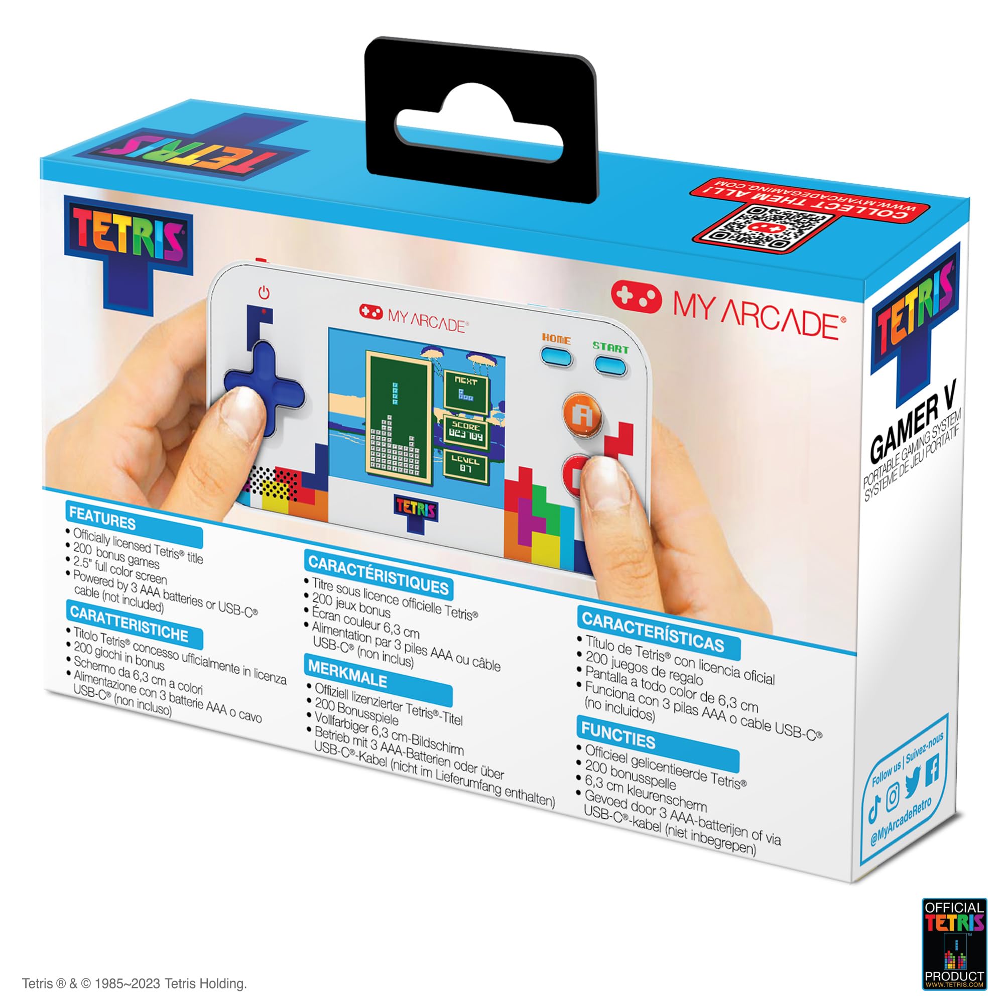 My Arcade Tetris Gamer V: Tetris Game preloaded with 200 Bonus Games, Arcade Classics, 2.5 Inch Screen