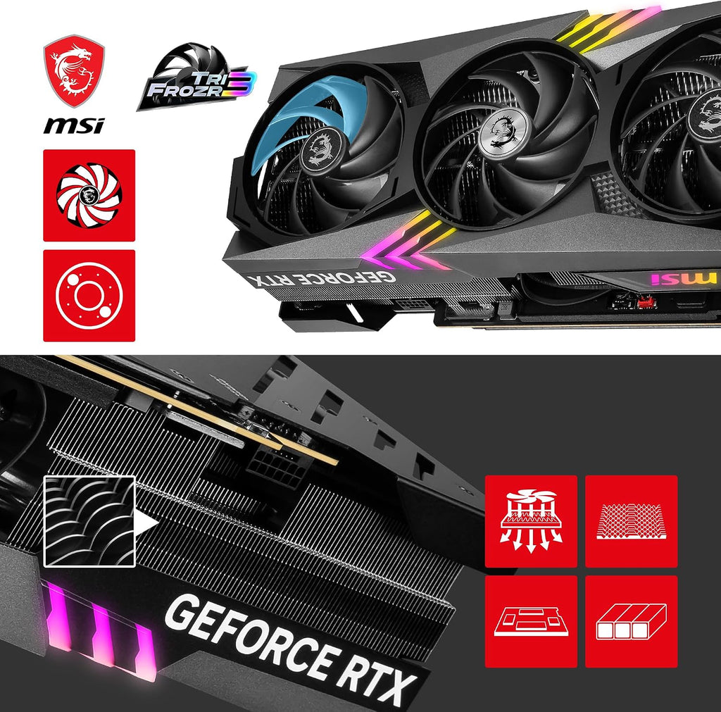 MSI GeForce RTX 4090 Gaming X Trio 24G Gaming Graphics Card - 24GB GDDR6X, 2595 MHz, PCI Express Gen 4, 384-bit, 3X DP v 1.4a, HDMI 2.1a (Supports 4K & 8K HDR)