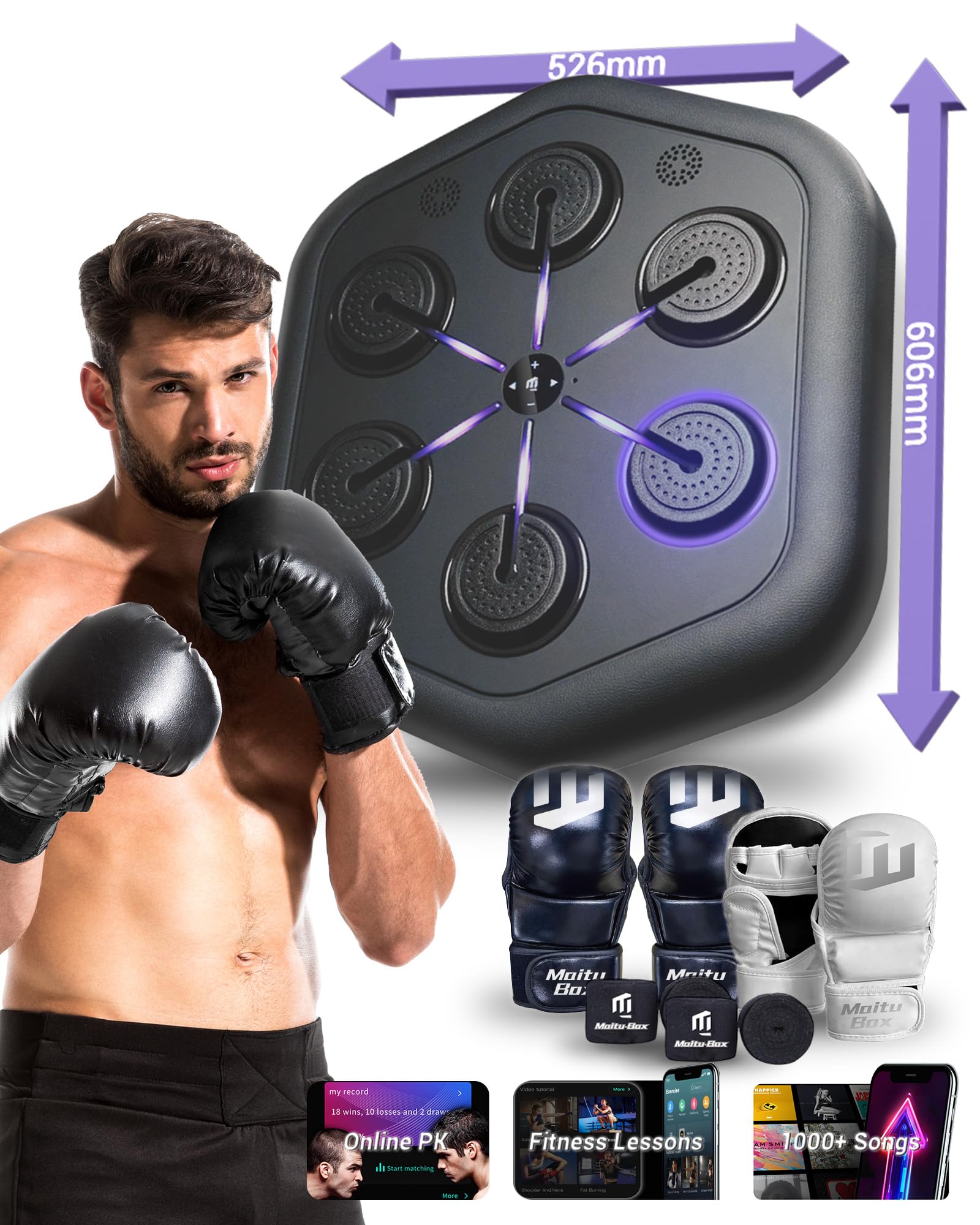 2026 Upgraded Music Boxing Machine M5, Smart Wall-Mount Punching Bag with 24H Standby, 4000+ Music, 160 Synced LED Lights, APP Control, Stereo Sound, Wall-Mount Punching Bag for Home Gym