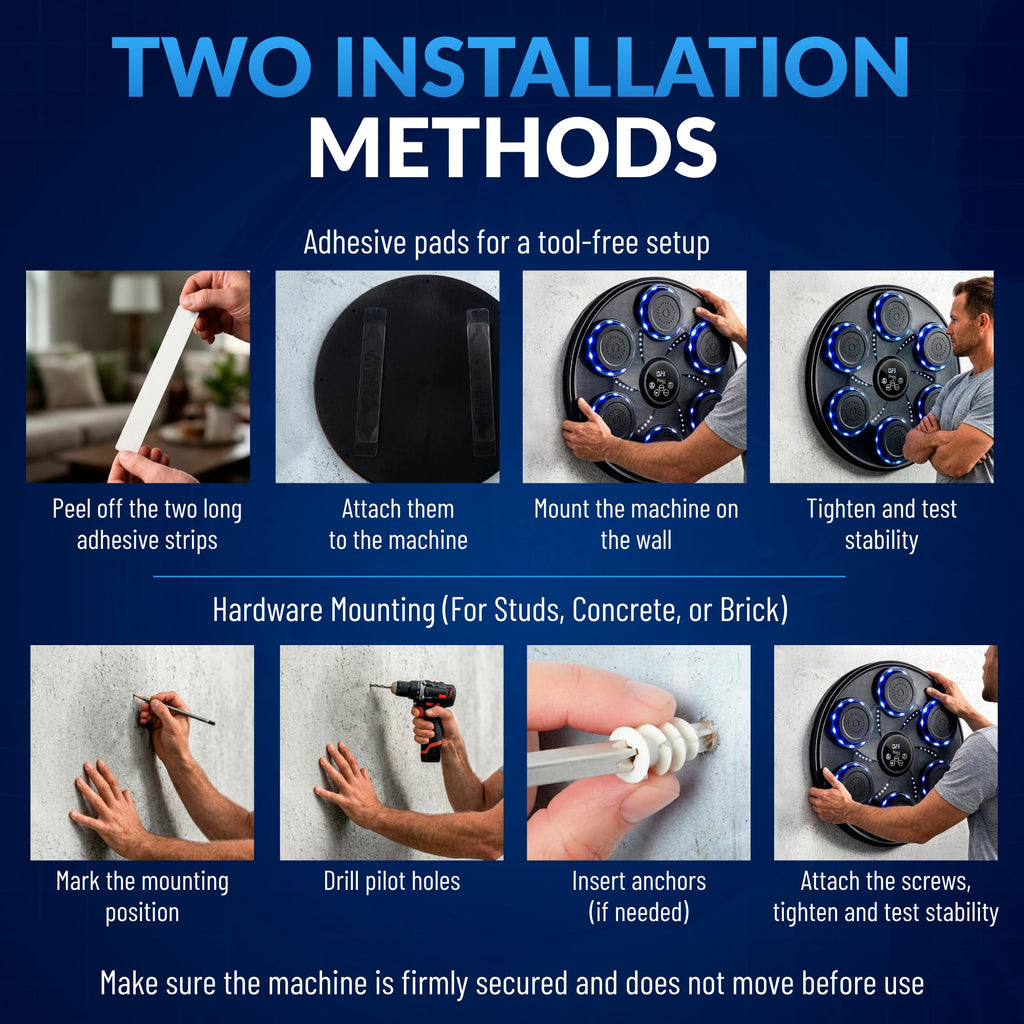 Music Boxing Machine for Adults and Kids, Interactive Punching Trainer with Boxing Gloves | Bluetooth Smart Boxing Training Machine with 9 Modes & 9 Speeds | Large Size Wall for Home, Office, and Gym