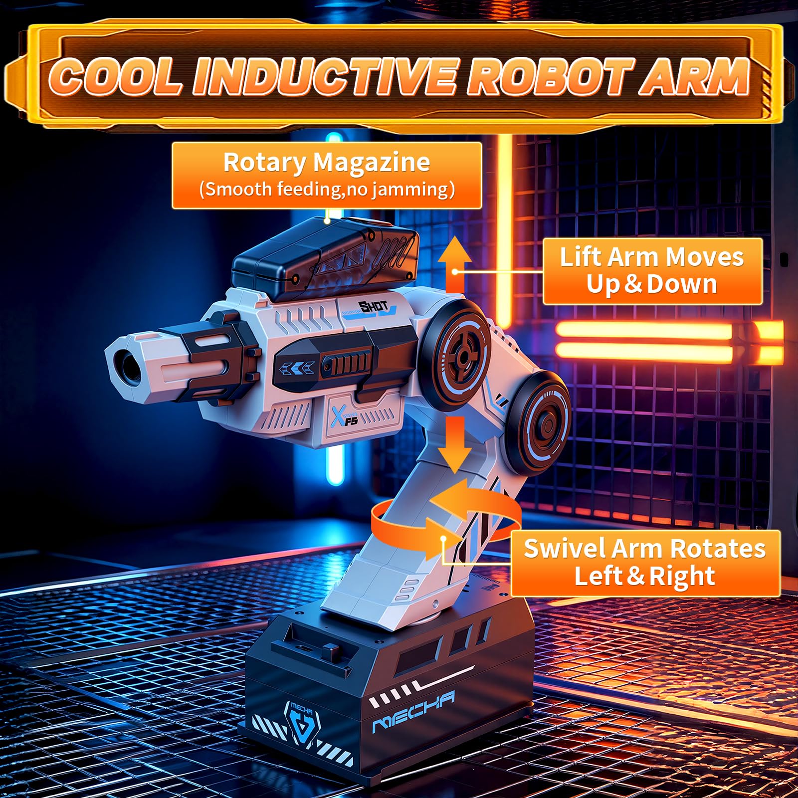 Smart Tracking Mechanical Arm Toy, Cool Inductive Robot Arm Tracking Blaster, Shoulder Mounted Robot with Remote Control (1000 PCS Water Bullets)