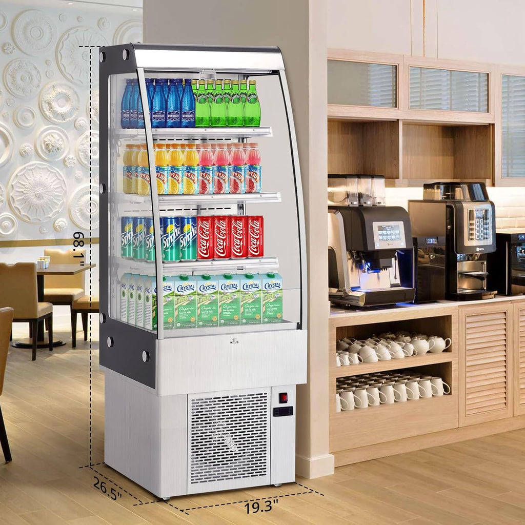 Commercial Display Refrigerator, 3.5 cu. ft./98 Liter Countertop Refrigerated Cake Display Cabinet, Refrigerator with Adjustable Shelves and Digital Controls, LED Display, For Cafes, Bakeries, White