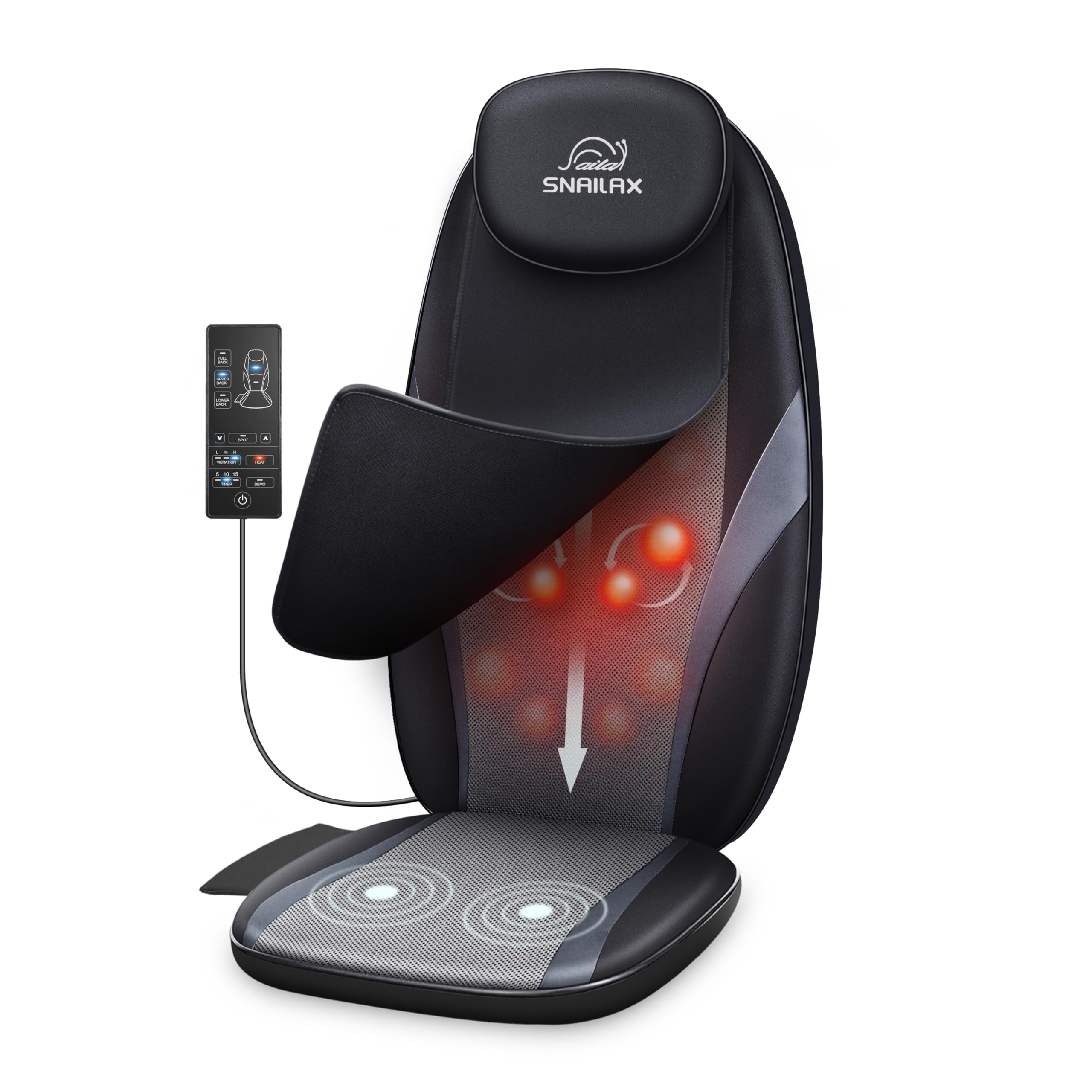 Snailax 2026 Upgraded Shiatsu Roller Back Massager with Heat Massage Chair Pad Kneading Back Massager for Pain Relief Deep Tissue Chair Massage Pad for Office Home Gift Fathers
