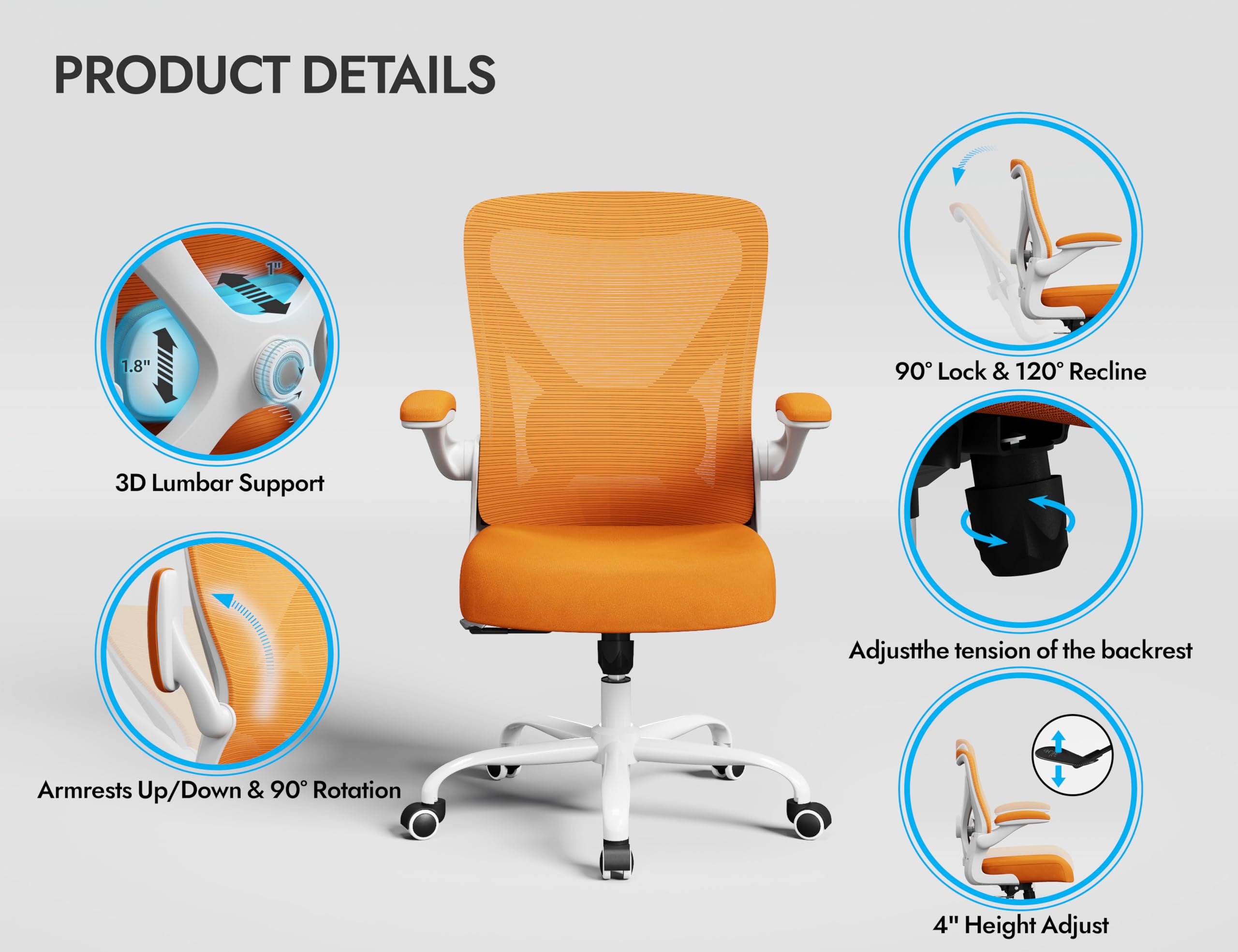 Ergalithic Ergonomic Office Chair - X-Shaped Computer Desk Chairs Comfy, Mesh High-Back Gaming Chair with Adjustable Lumbar Support, Executive Task Chair for Adults, Comfortable for Long Hours