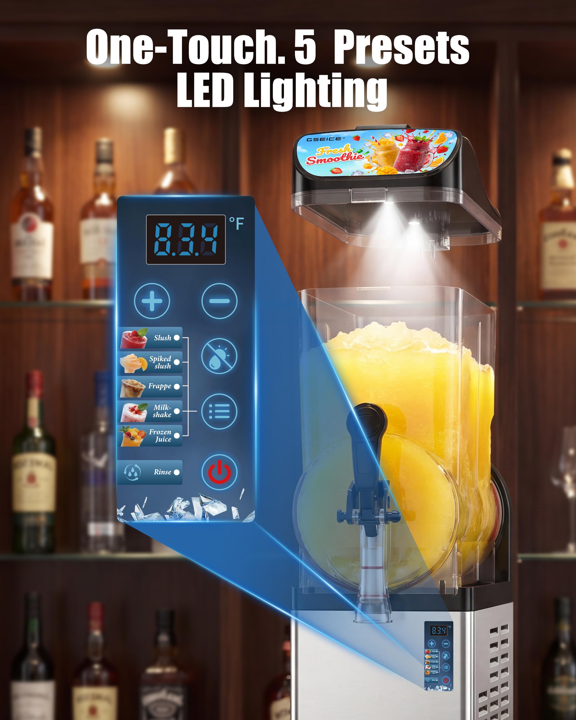 Commercial Slushy Machine 8Gal/30L, Margarita Slushie Smoothie Frozen Drink Maker,5-in-1,Wine Daiquiri Frapper Dispenser for Restaurants, Bars,Cafe and Home Party