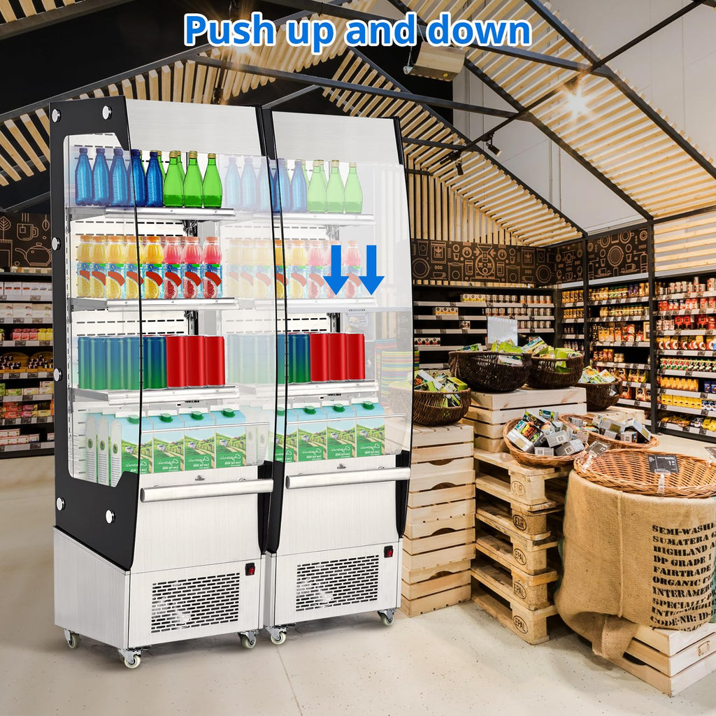 IDEALHOUSE Commercial Refrigerator, Commercial Merchandiser 26.8 Cu Ft Refrigerator, Refrigerator with 2 Glass Door and LED Light, Large Business Cooler for Home Restaurant Grocery Stores
