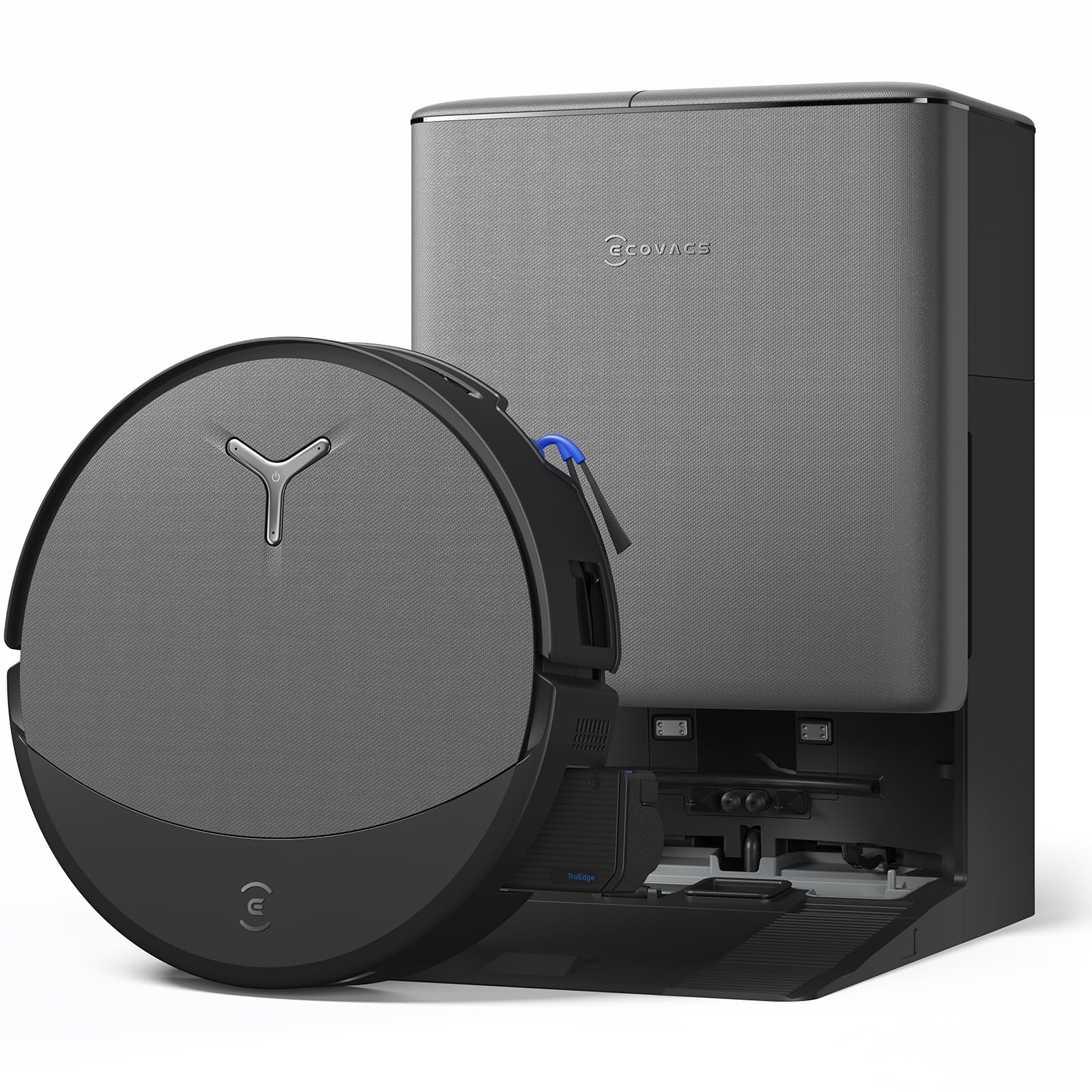 ECOVACS DEEBOT T90 Omni Robot Vacuum and Mop, 30,000Pa Suction, Instant Self-Cleaning OZMO Roller Mop, TruEdge Deep Edge Cleaning, ZeroTangle, Hot Water Wash & 145°F Air Dry, AI Obstacle Avoidance