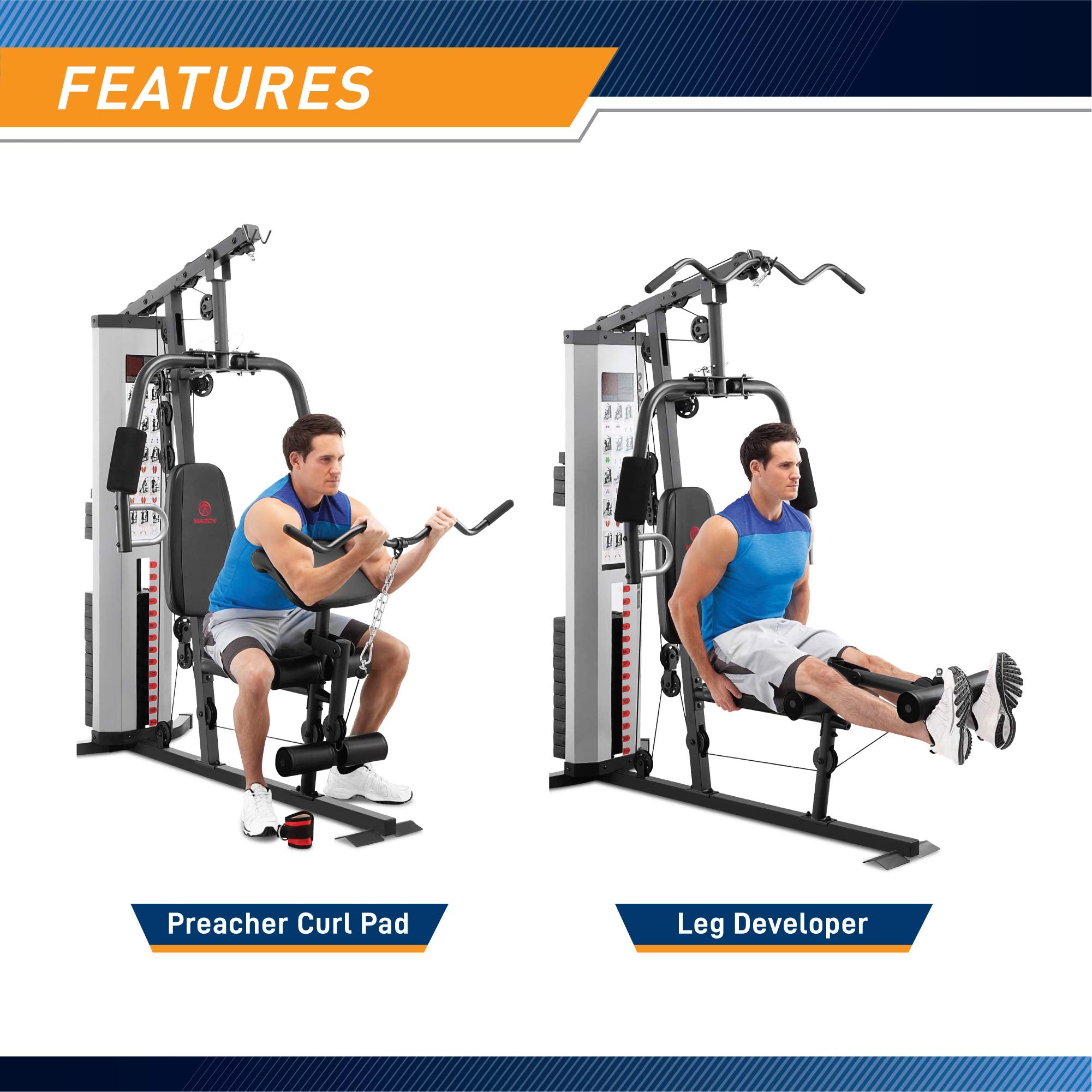 Marcy Multifunctional Workout Station 100lbs to 200lbs Stack Home Gym for Weightlifting and Bodybuilding