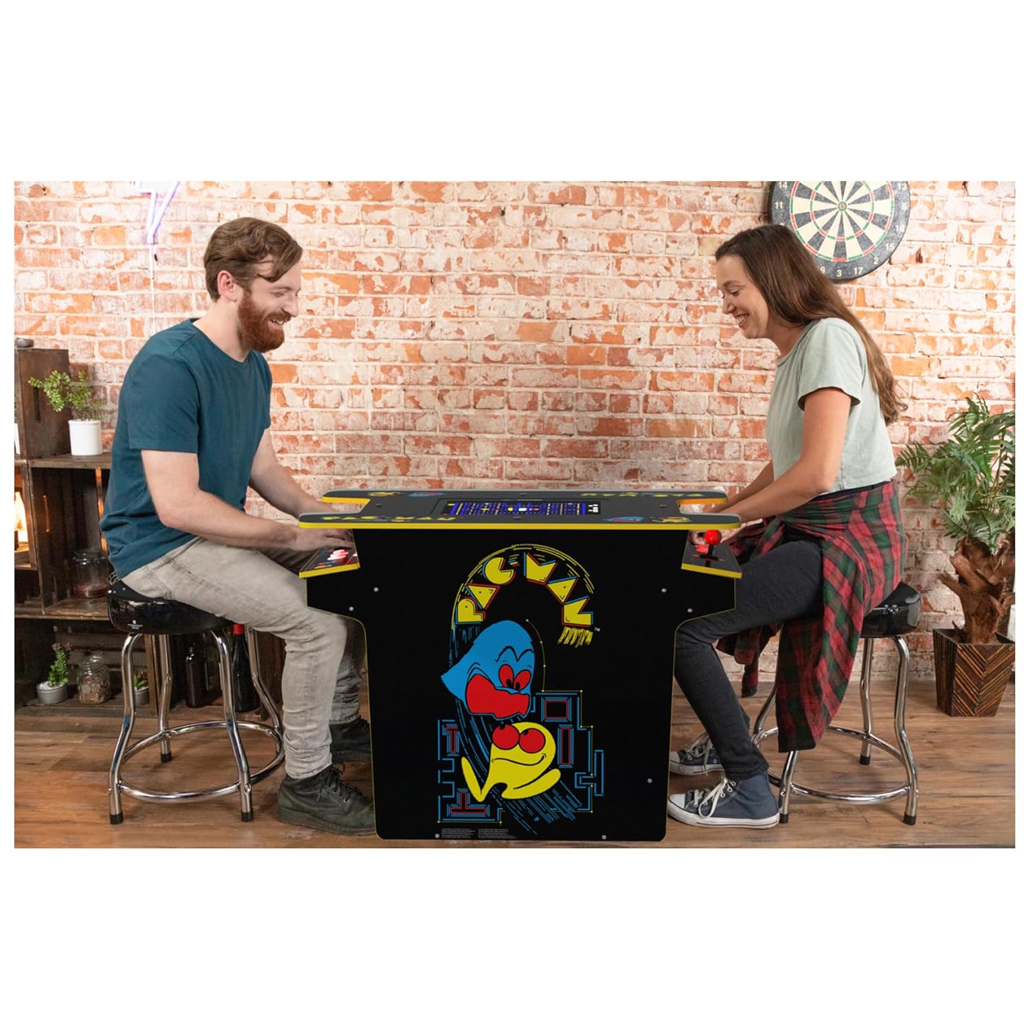 Arcade1Up Pac-Man Head-to-Head Arcade Table, Black Series, 17" Color LCD, 29" Tall - Plug & Play Retro Home Game Machine w/ Dual Joysticks & 12 Classics Including Galaga, Dig Dug, Mappy and More