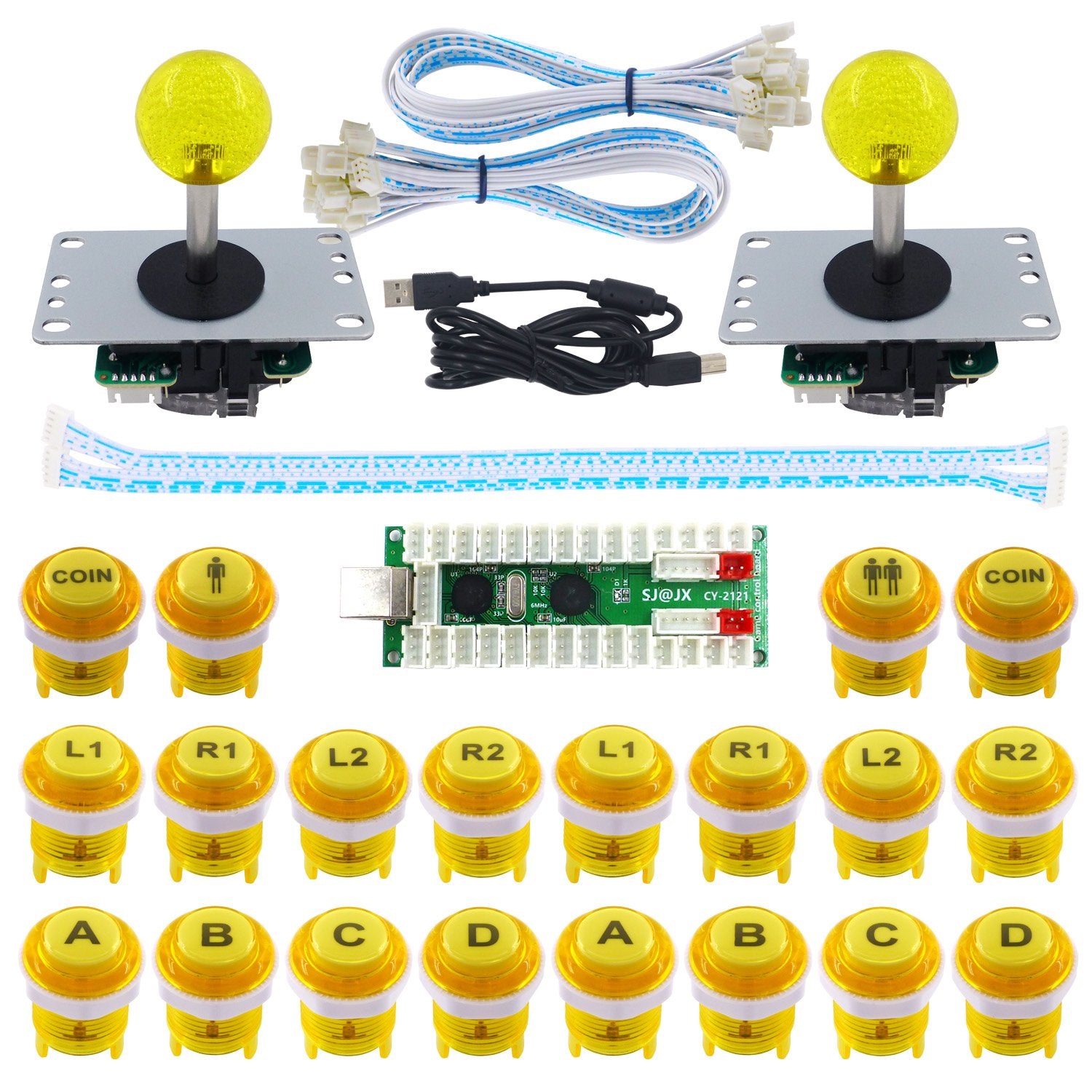 2 Player LED Arcade Game DIY Kit Mechanical Keyboard Switch PC MAME Raspberry Pi LED Button Fighting Joystick Controller Zero delay USB Encoder Retropie