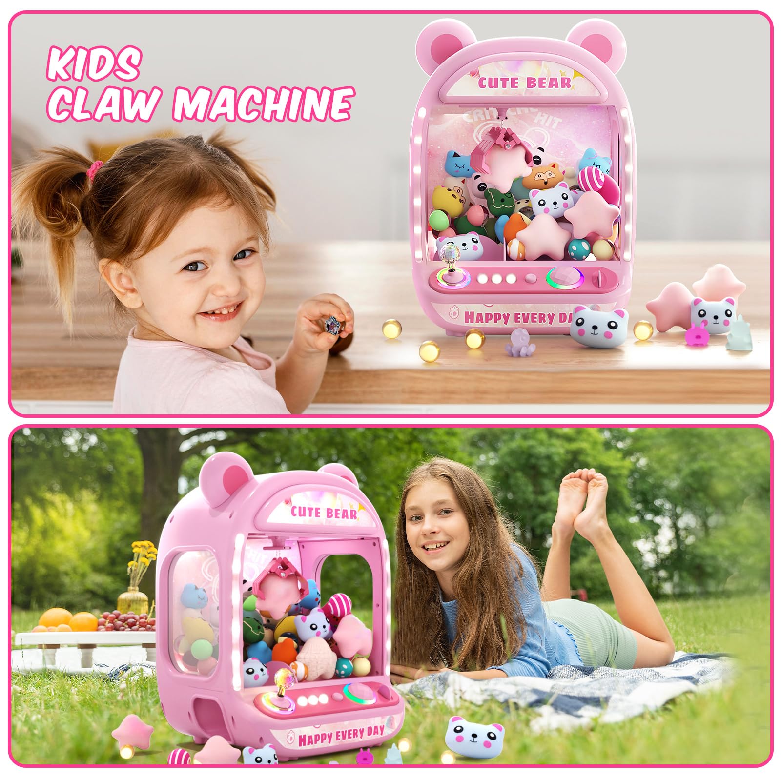 Skirfy Claws Machines for Kids,Unicorns Toys for Girls Age 6+,Mini Vending Machines with Squishyes Fidgets Toys,Candy Dispenser Machines,Claws Game, New Years Birthday Gifts