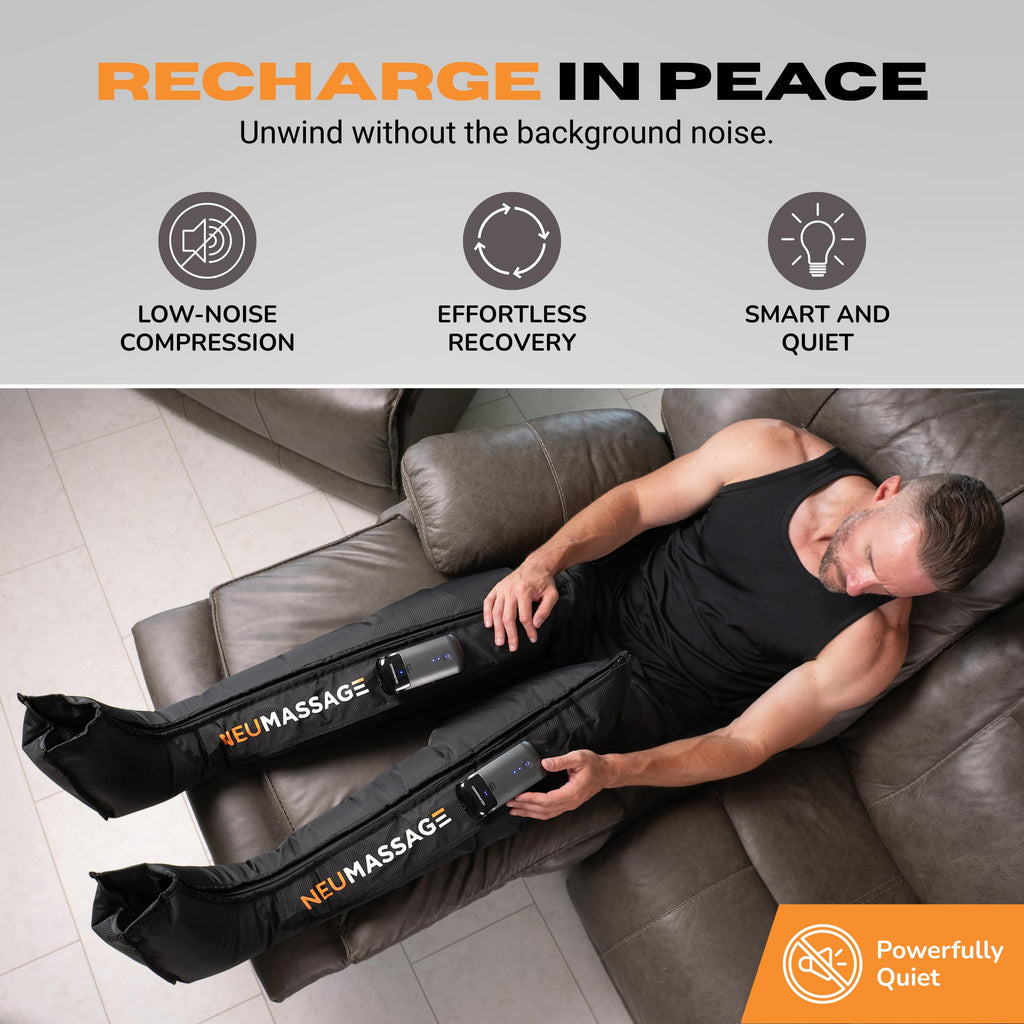 Professional Leg Compression Massager Recovery System | Cordless Rechargeable Air Recovery Boots with Sequential Compression | Fast Recovery & Improved Circulation [Large, Black]