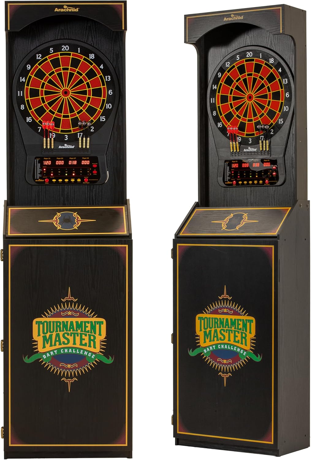 Arachnid Cricket Pro 650 Standing Electronic Dartboard with 24 Games, 132 Variations, and 6 Soft-Tip Darts Included, Brown,E650FS-BK3