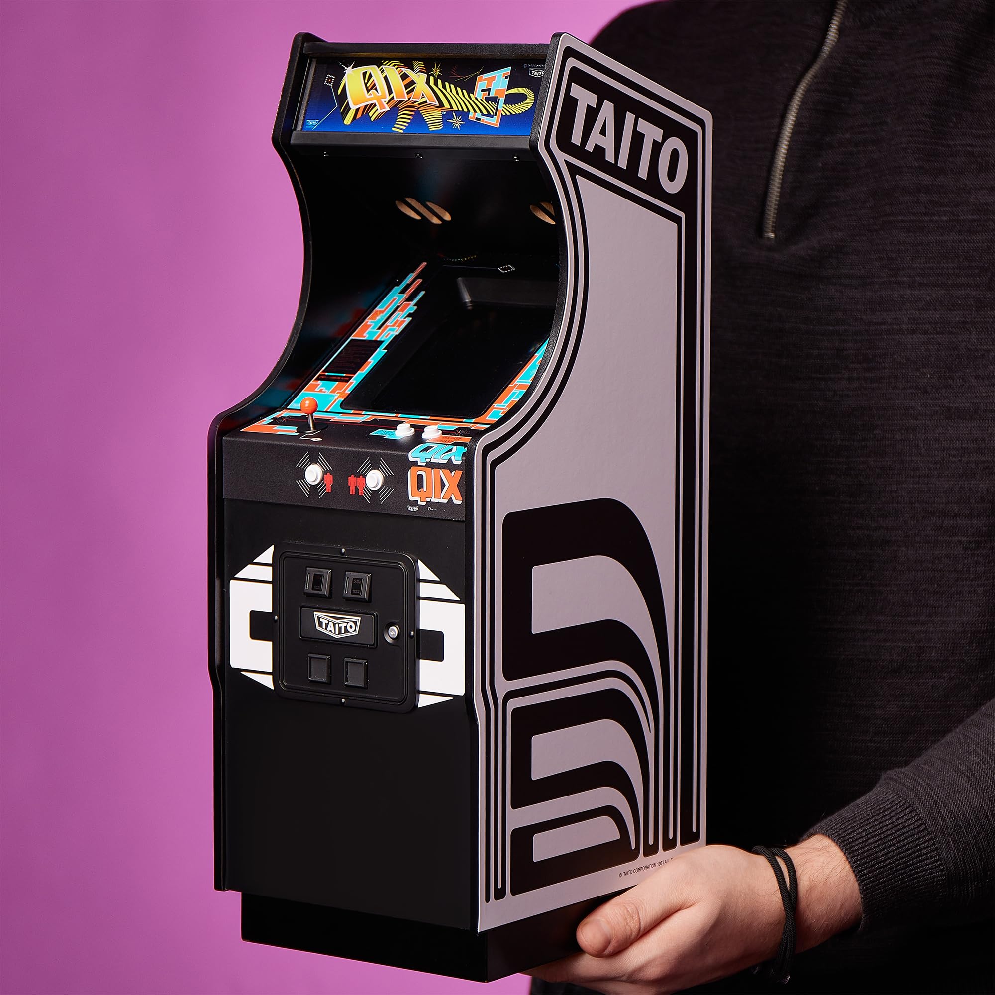 Numskull Quarter Arcades Teenage Mutant Ninja Turtles Collector's Edition Mini Arcade - 1/4 Scale Authentic Wooden Replica, Original ROM, Rechargeable Battery & 3W Speakers for Retro Enthusiasts