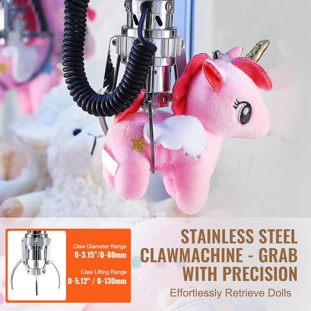 Happybuy Claw Machine, 0-3” Jaw Diameter, 0-5” Jaw Lift, Arcade Prize Grabber, Fun Vending Crane Toy for Kids, Boys & Girls, with Lights & Sound, Commercial Use, Dispenser, Colourful Design