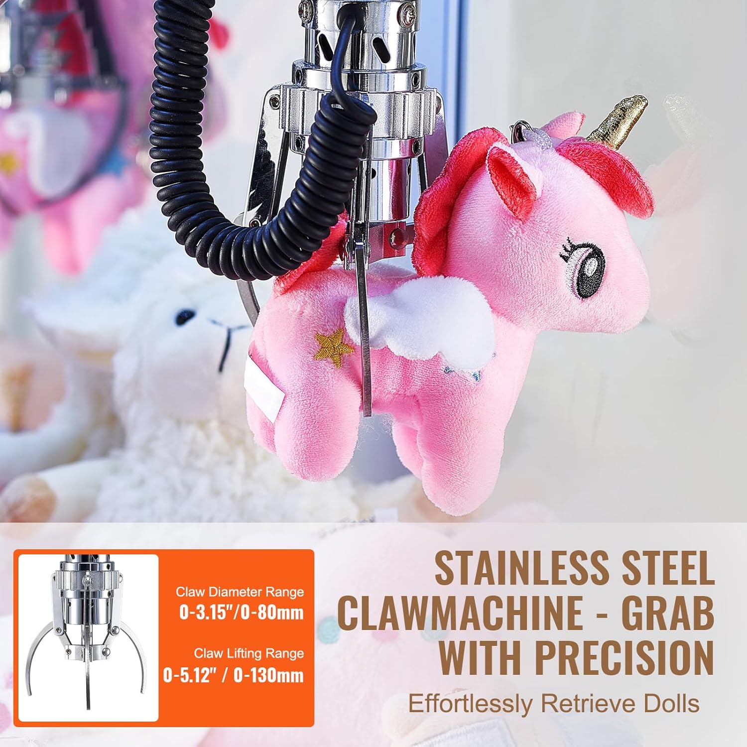 Happybuy Claw Machine, 0-3” Jaw Diameter, 0-5” Jaw Lift, Arcade Prize Grabber, Fun Vending Crane Toy for Kids, Boys & Girls, with Lights & Sound, Commercial Use, Dispenser, Colourful Design