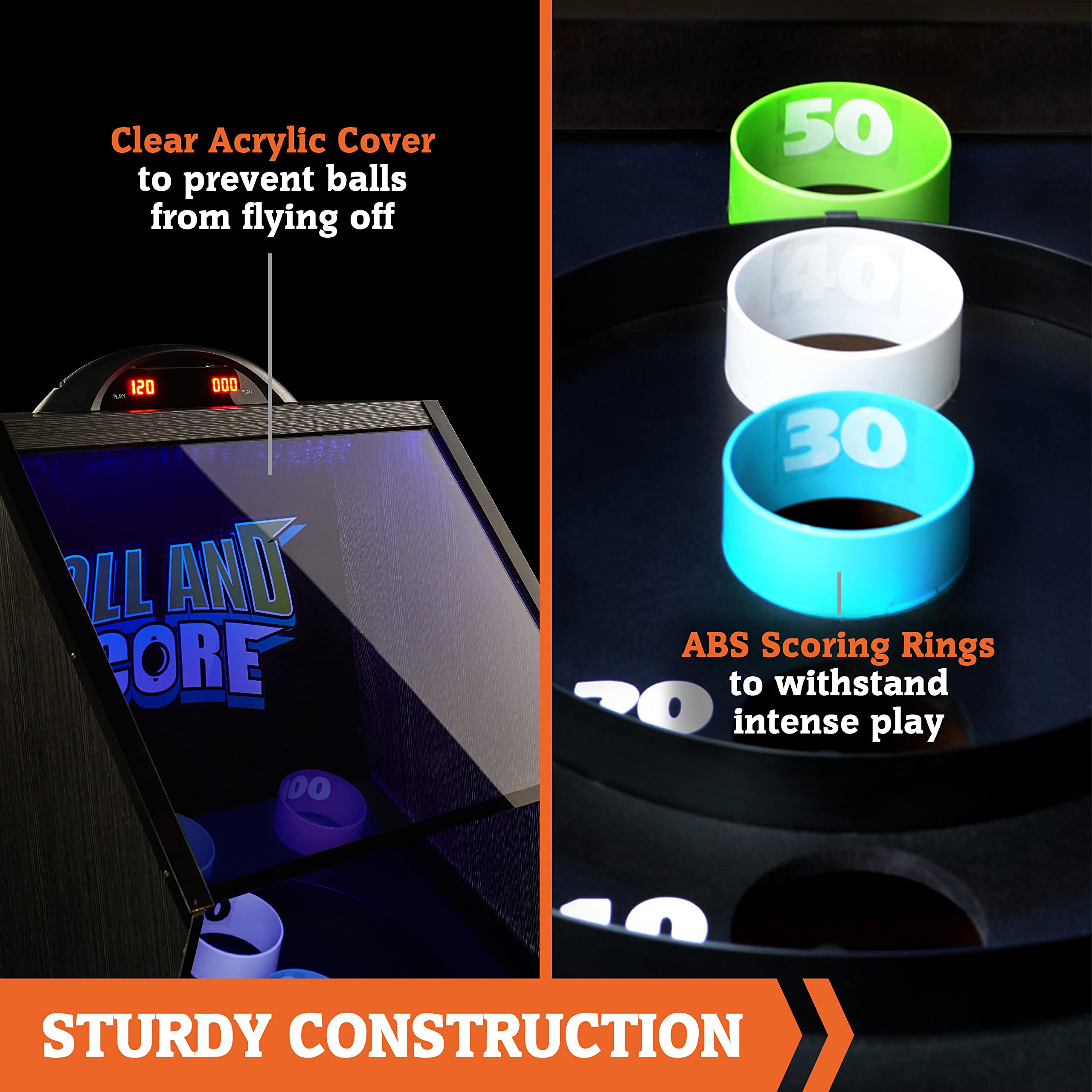 Hall of Games Roll & Score Multiple Styles Arcade Game Collection, Durable & Stylish Designs with Game Balls, Perfect for Family Game Rooms