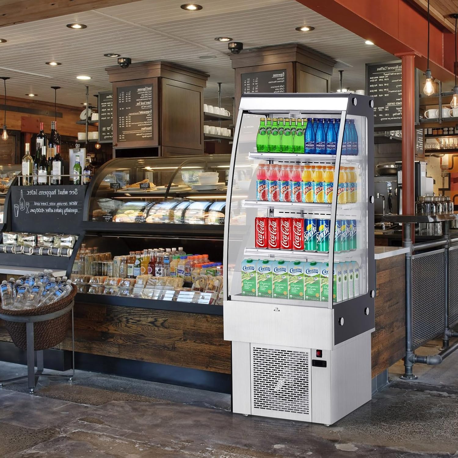 Commercial Display Refrigerator, 3.5 cu. ft./98 Liter Countertop Refrigerated Cake Display Cabinet, Refrigerator with Adjustable Shelves and Digital Controls, LED Display, For Cafes, Bakeries, White