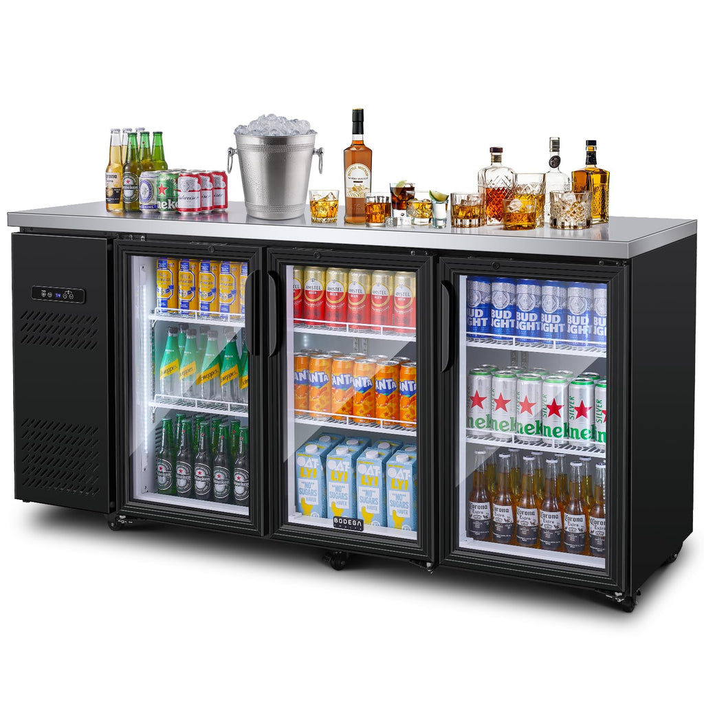 BODEGACOOLER Commercial Beverage Refrigerator with Glass Door,12.5 Cu.Ft Display Merchandiser Drink Refrigerator,Upright Commercial Bar Fridge,Display Drink Cooler,Soft LED Light,Romovable Shelves