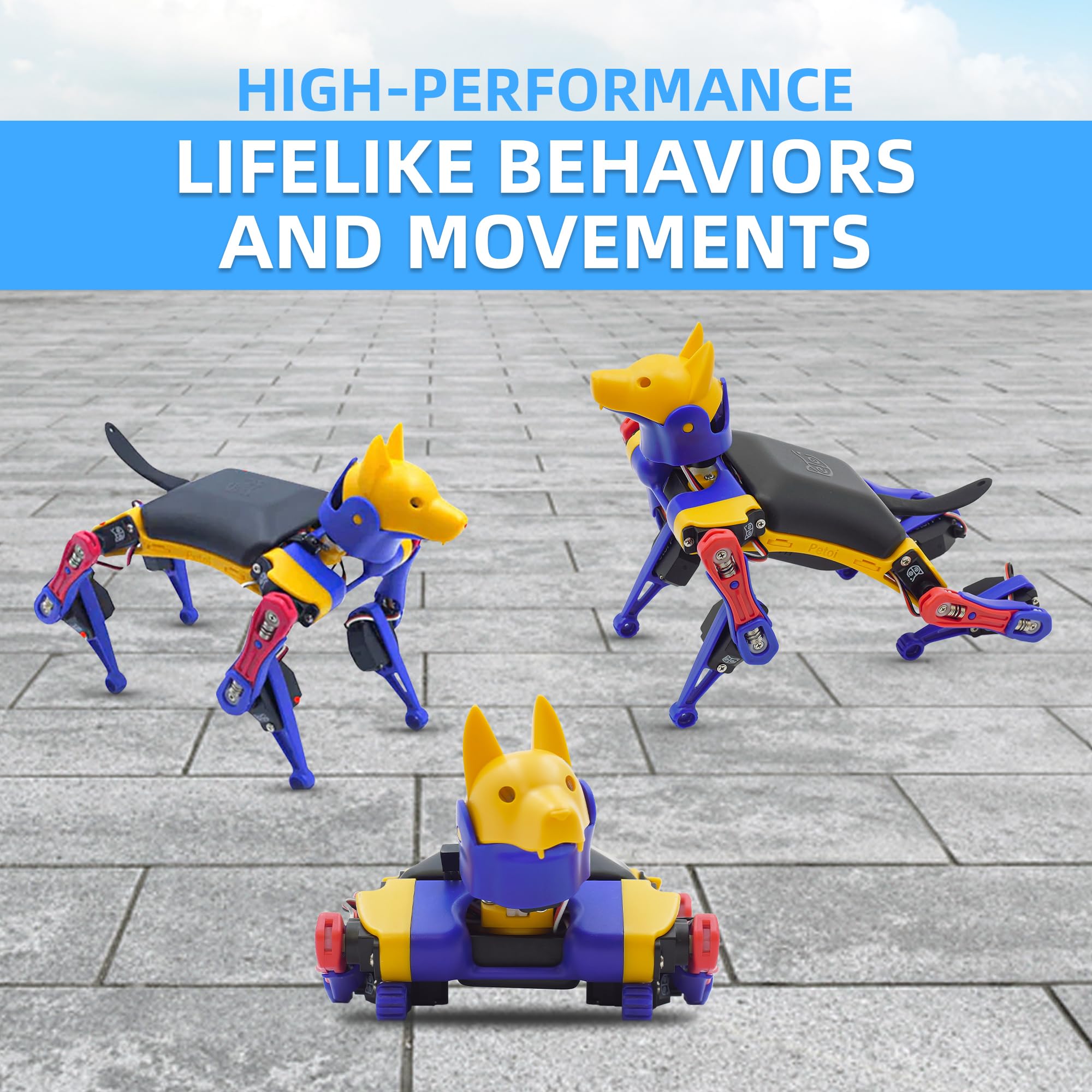 Petoi Programmable Robot Dog Bittle X V2 Lite Servo | Coding Smart Robot Dog Kit, Voice Controlled, Quadruped Interactive Robot for Kids (Bittle X V2 - lite servos - Construction - Yellow + Black)