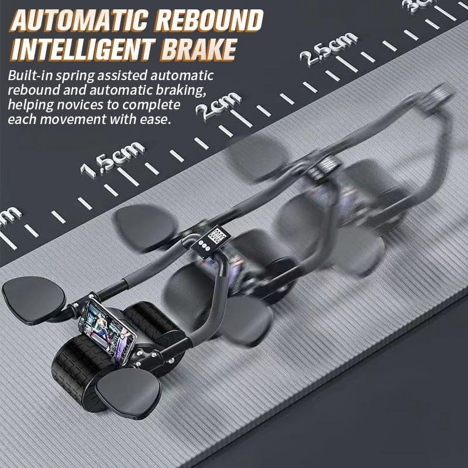 2026 Upgraded Automatic Rebound Ab Roller with Elbow Support, Dual Wide Wheel Ab Workout Equipment for Core Strength Training, Silent Ab Wheel for Beginners Men Women Home Gym Fitness