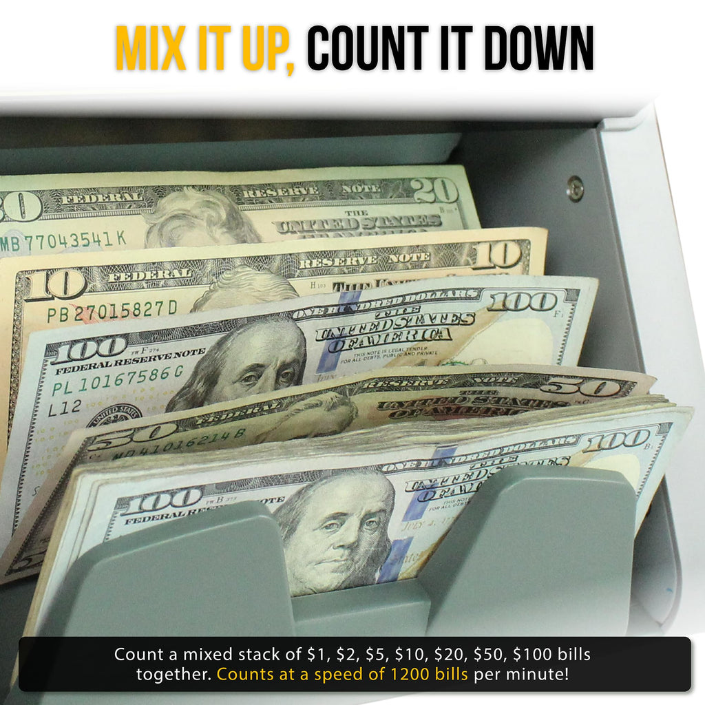 KOLIBRI Money Counter Machine I LCD Display I Business Grade I Dollar, Euro I Advanced UV/MG/IR/DD/HLF Detection I Single Denomination Value Count I 1,500 Notes/Min I 1-Year Warranty I KOLIBRI UV/MG
