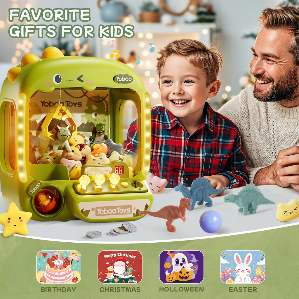 64 PCS Large Claw Machine for Kids Dinosaur,Vending Machine Toys for Boys 5 6 7 8 Year Old,Candy and Prize Electronic Dispenser Game Ages 5-7 6-8,Birthday Gift for 3 4 5 6 Year Old Boy Girl